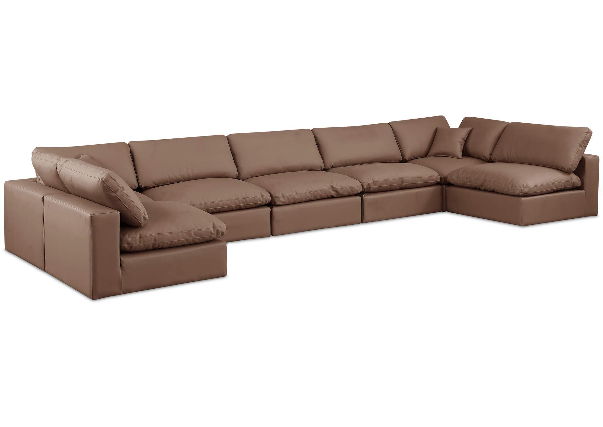 Comfy Brown Faux Leather Modular Sectional,Meridian Furniture