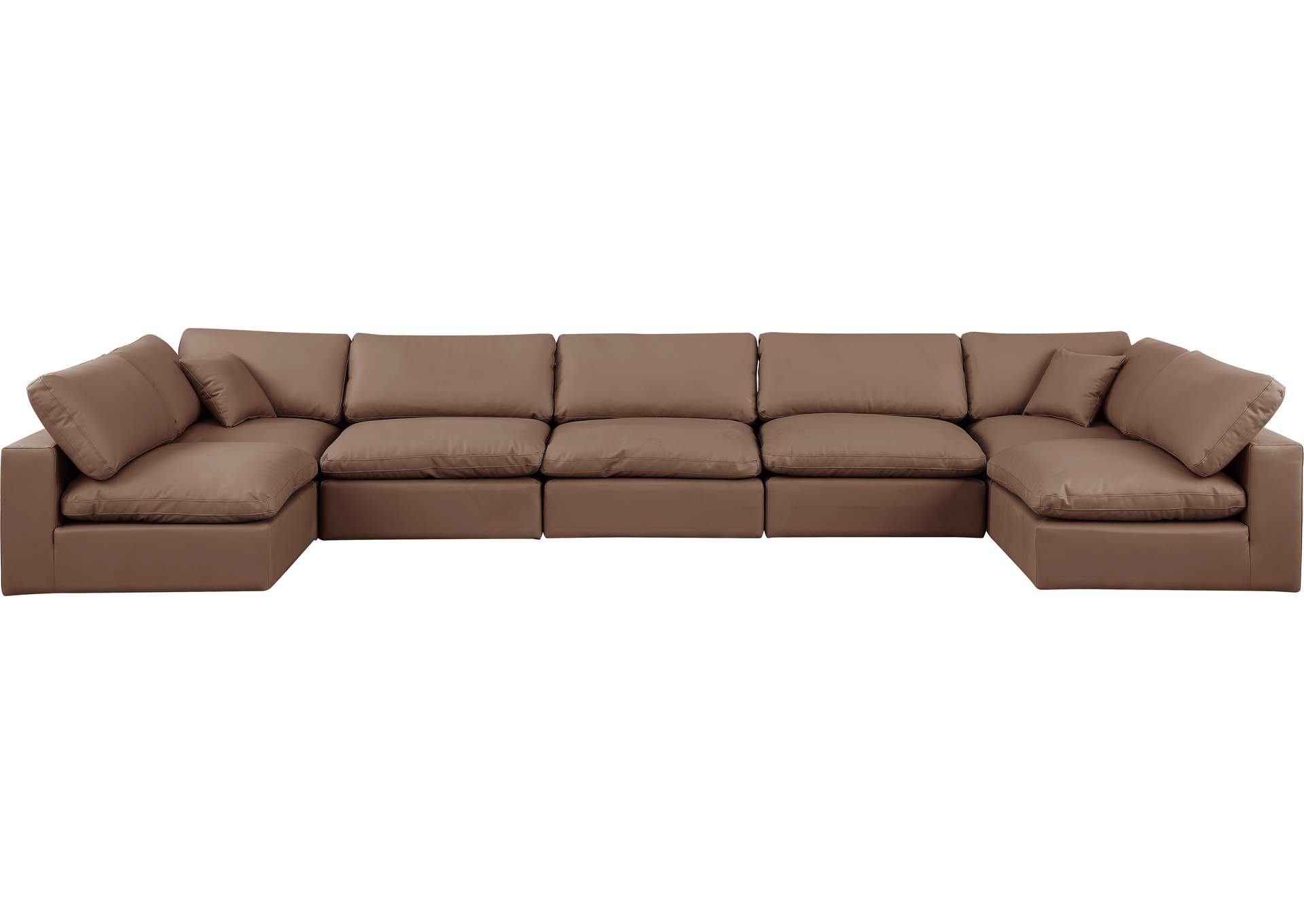 Comfy Brown Faux Leather Modular Sectional,Meridian Furniture