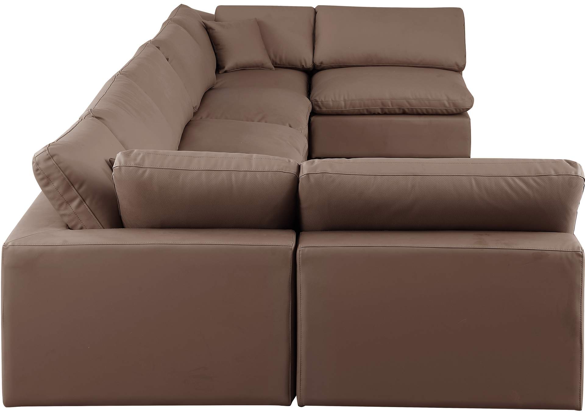 Comfy Brown Faux Leather Modular Sectional,Meridian Furniture