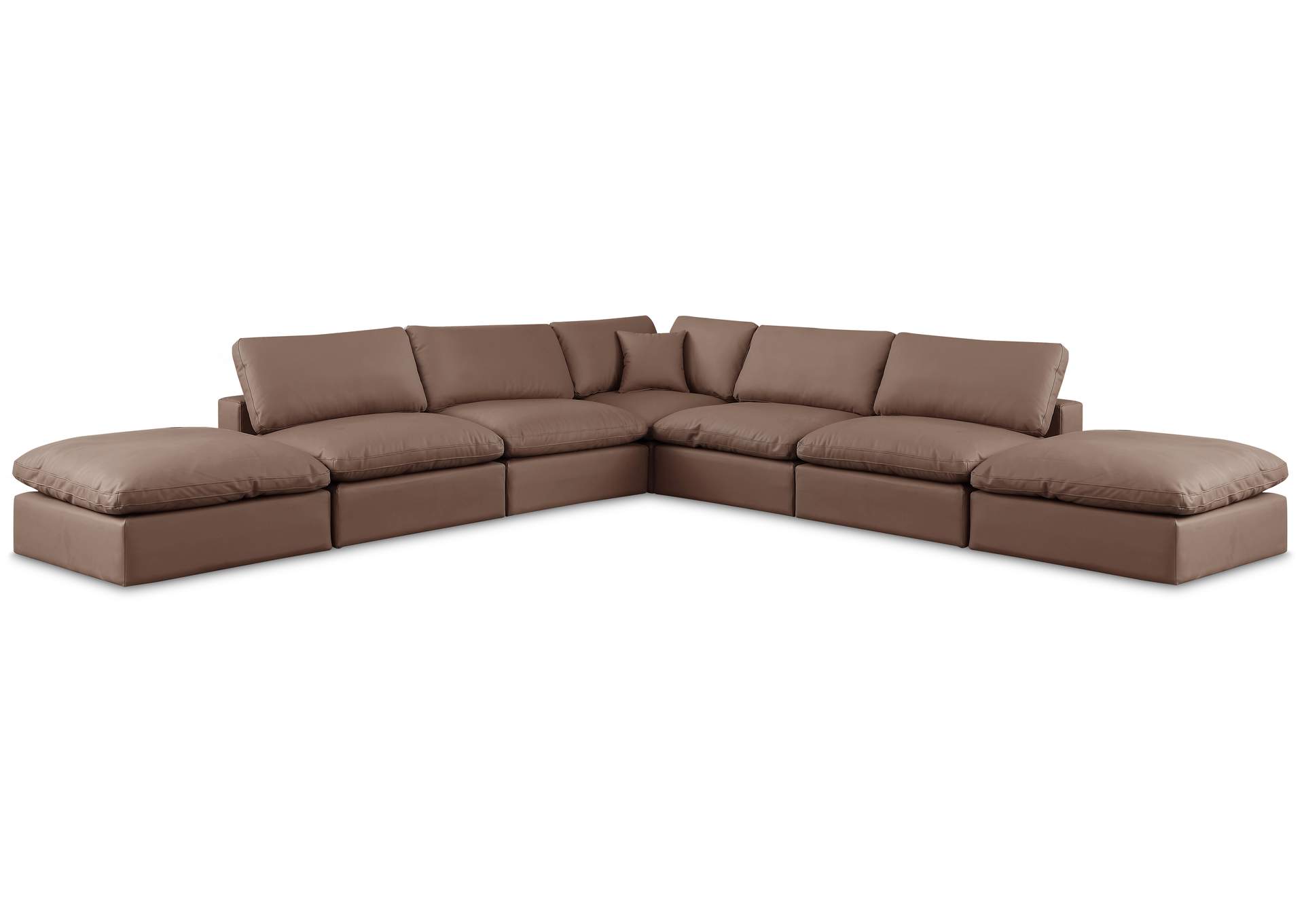 Comfy Brown Faux Leather Modular Sectional,Meridian Furniture