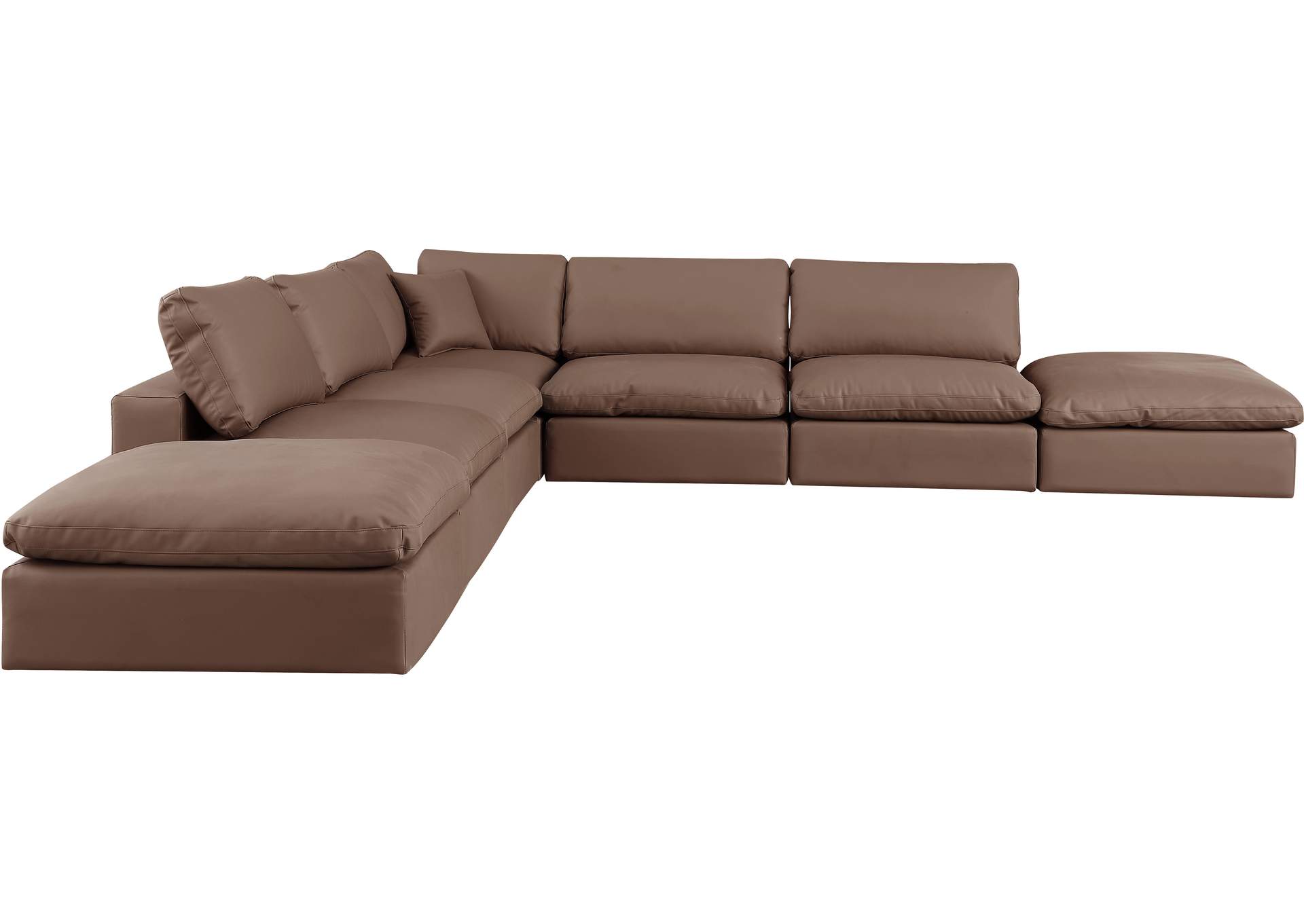 Comfy Brown Faux Leather Modular Sectional,Meridian Furniture