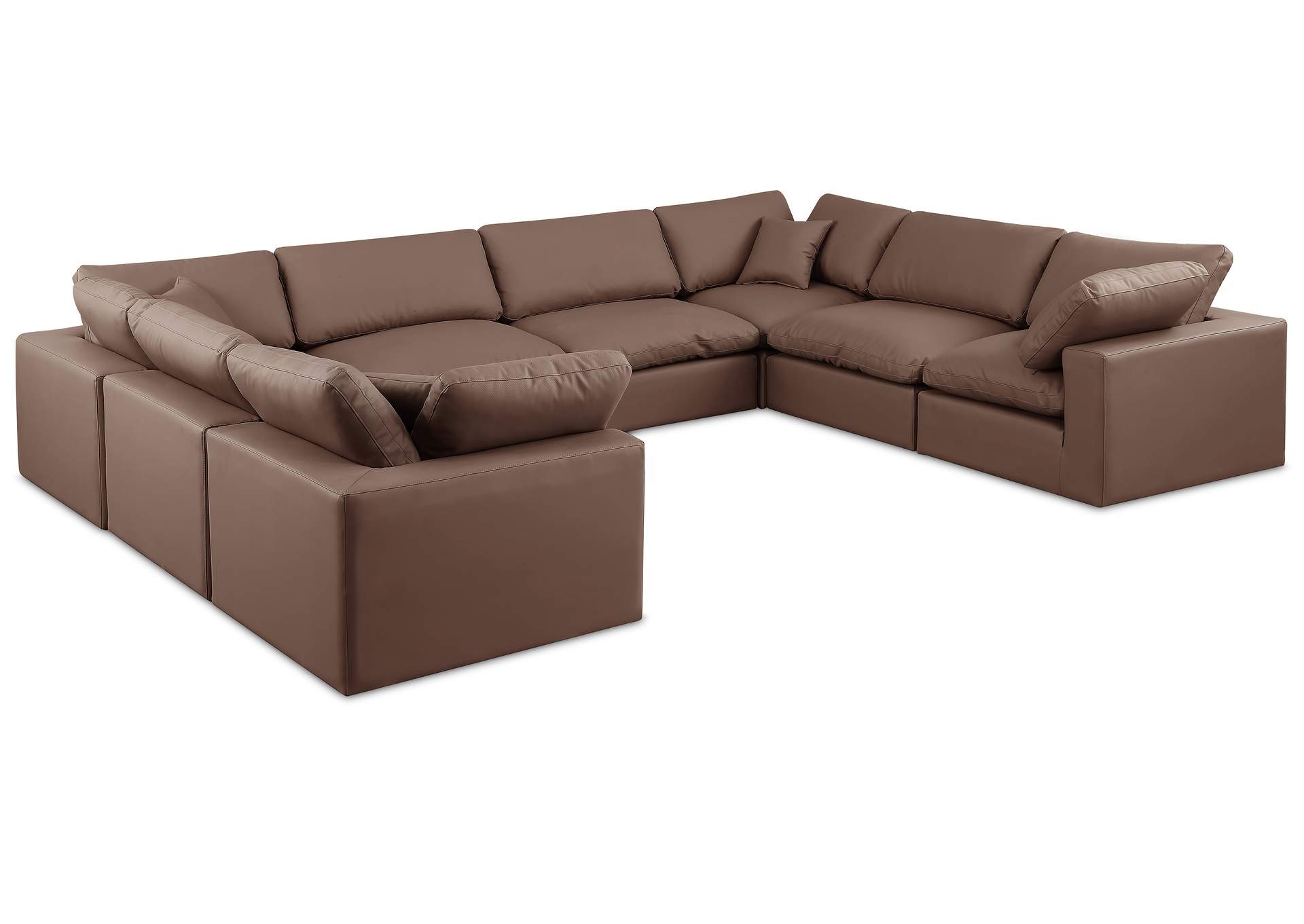 Comfy Brown Faux Leather Modular Sectional,Meridian Furniture