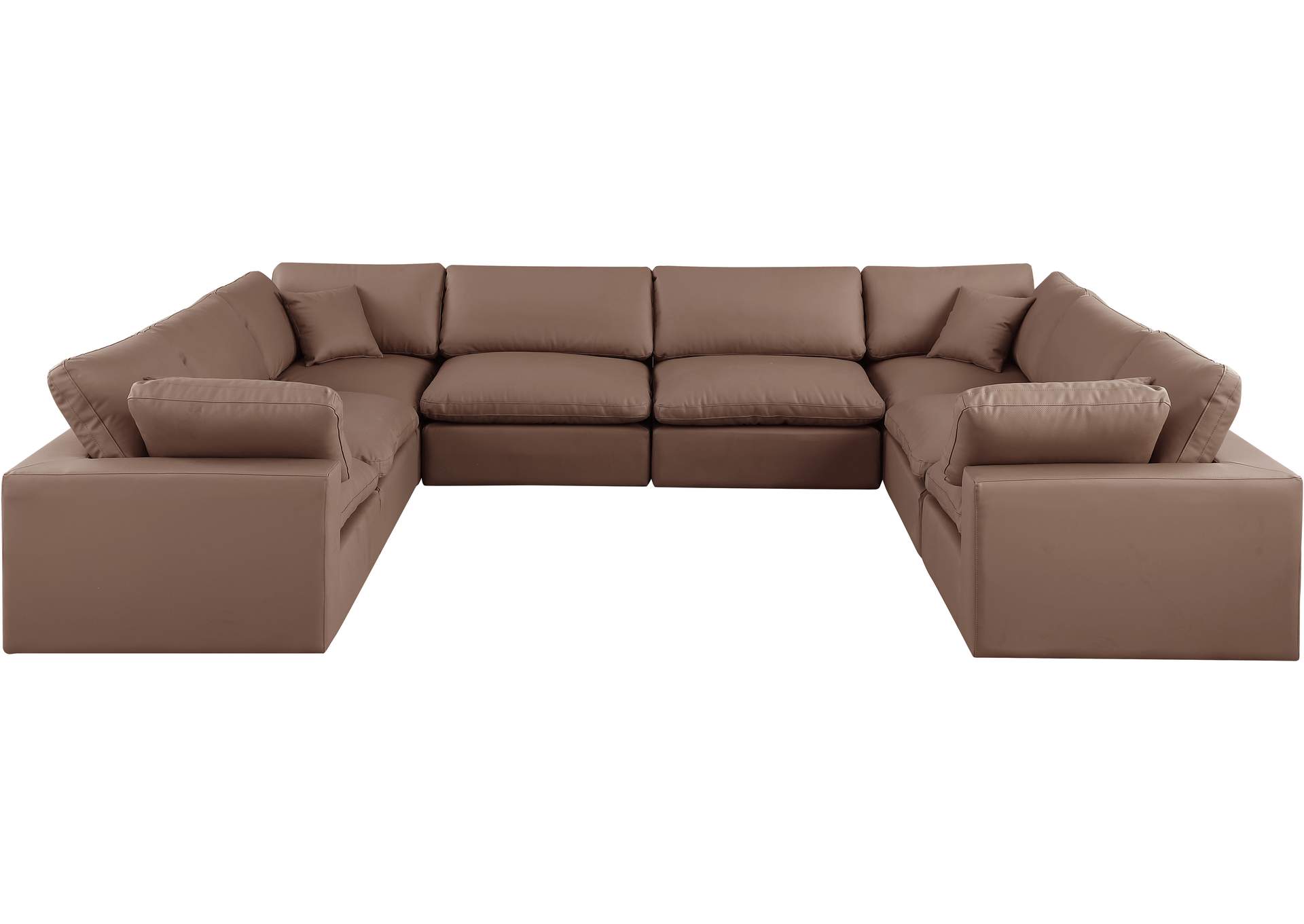 Comfy Brown Faux Leather Modular Sectional,Meridian Furniture