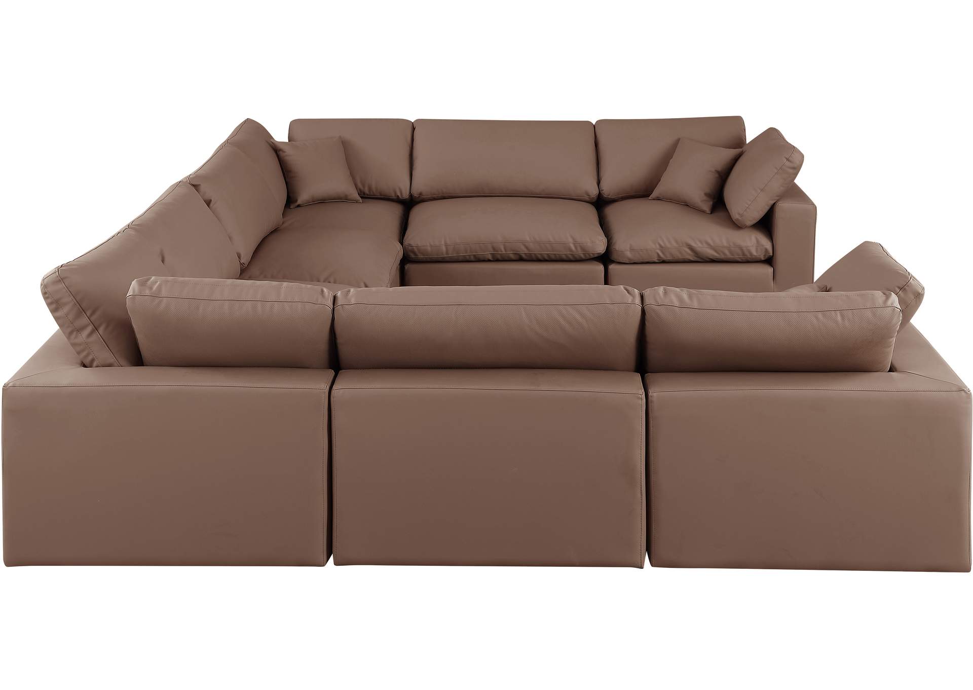 Comfy Brown Faux Leather Modular Sectional,Meridian Furniture