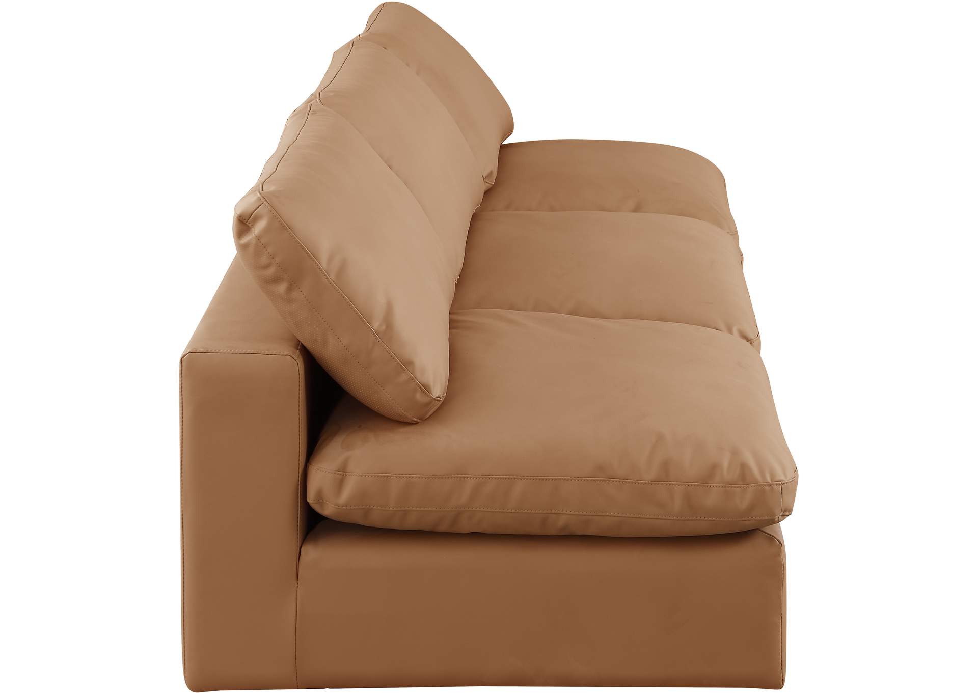 Comfy Cognac Faux Leather Modular Sofa,Meridian Furniture