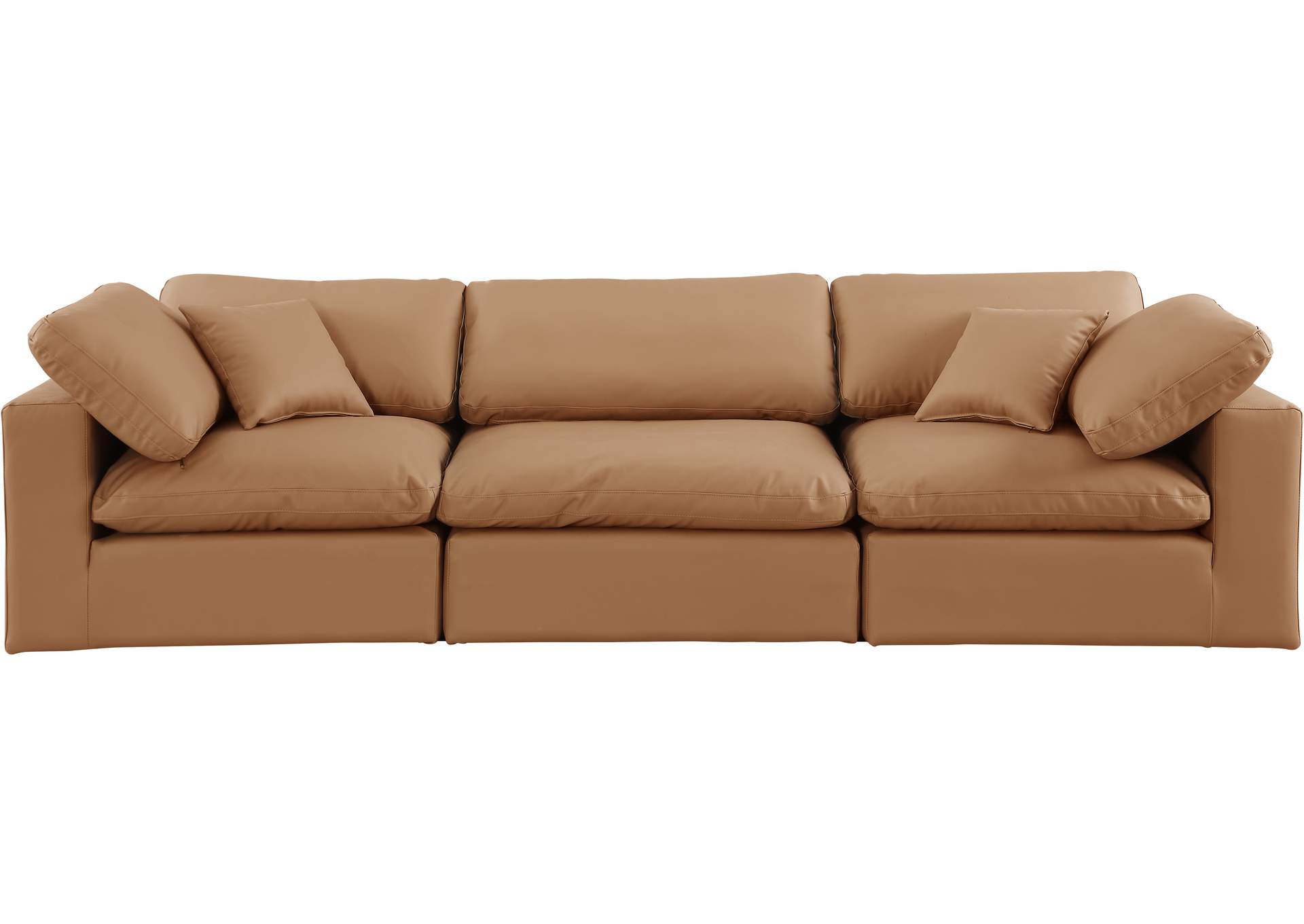 Comfy Cognac Faux Leather Modular Sofa,Meridian Furniture