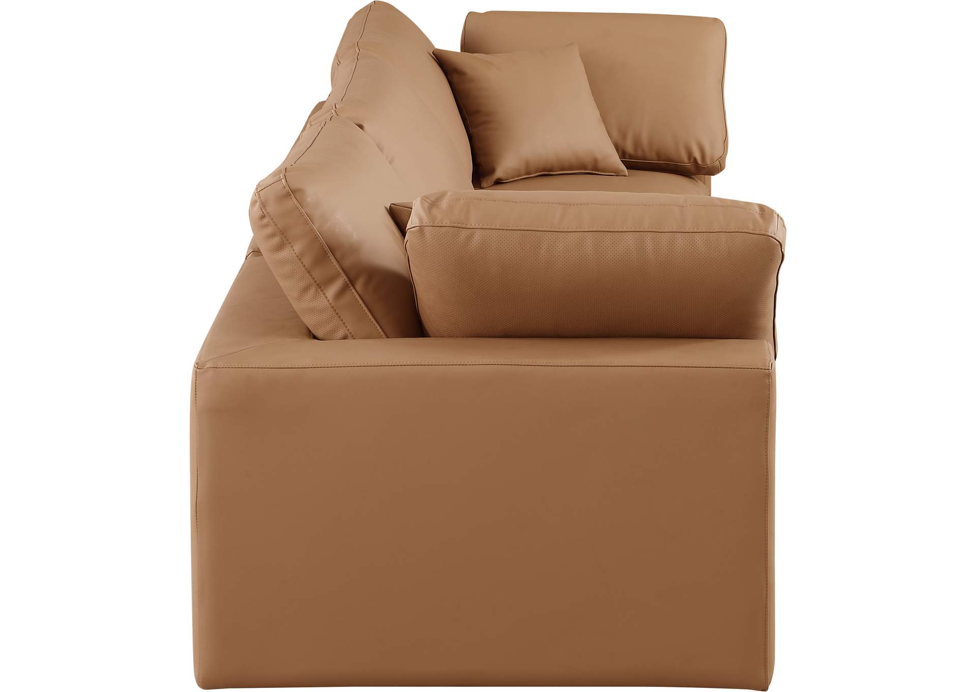 Comfy Cognac Faux Leather Modular Sofa,Meridian Furniture