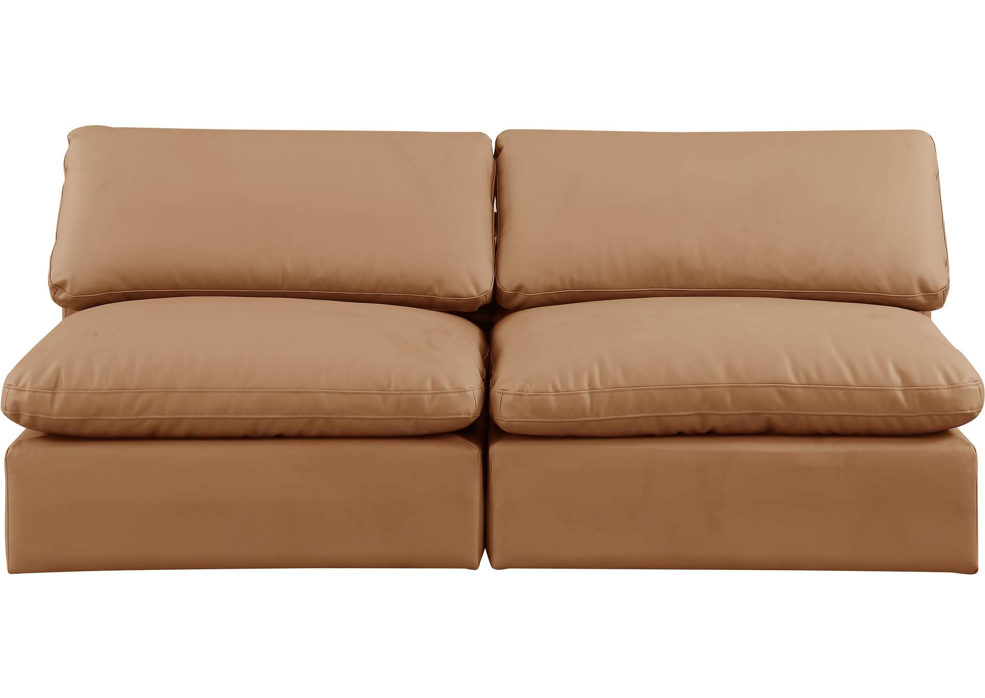 Comfy Cognac Faux Leather Modular Sofa,Meridian Furniture