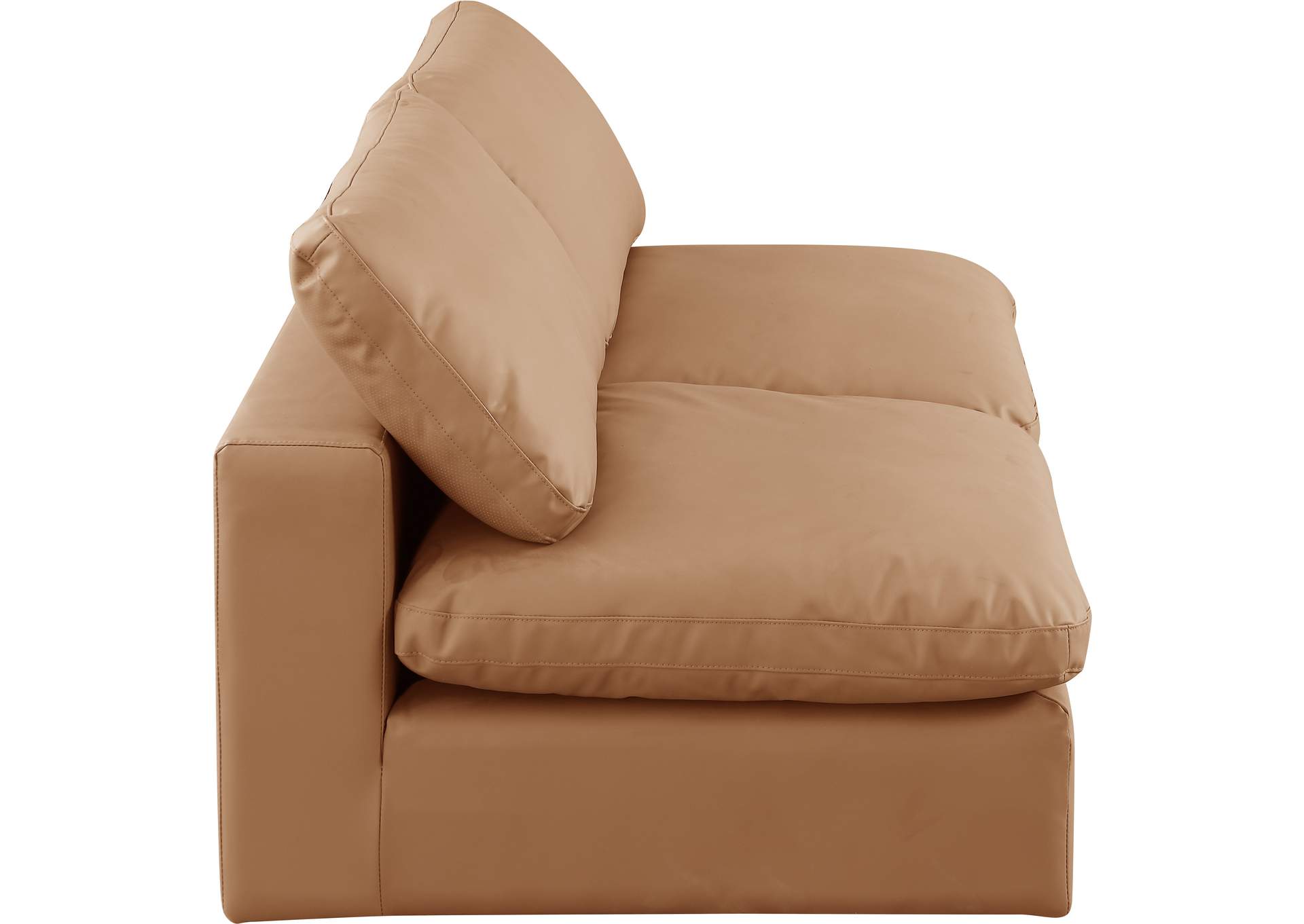 Comfy Cognac Faux Leather Modular Sofa,Meridian Furniture