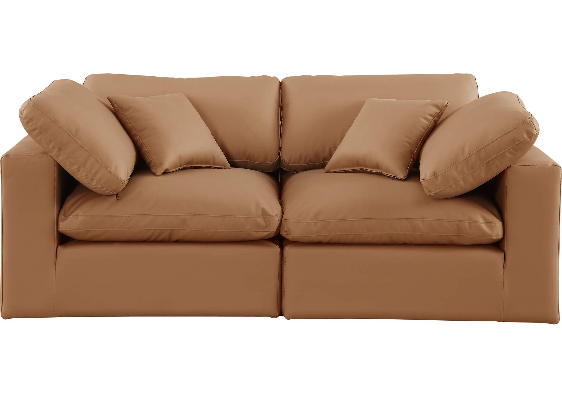 Comfy Cognac Faux Leather Modular Sofa,Meridian Furniture