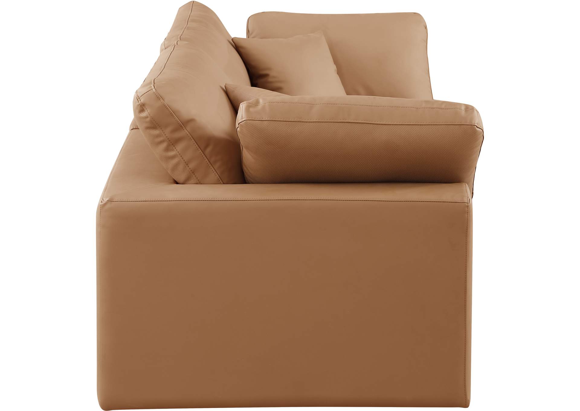 Comfy Cognac Faux Leather Modular Sofa,Meridian Furniture