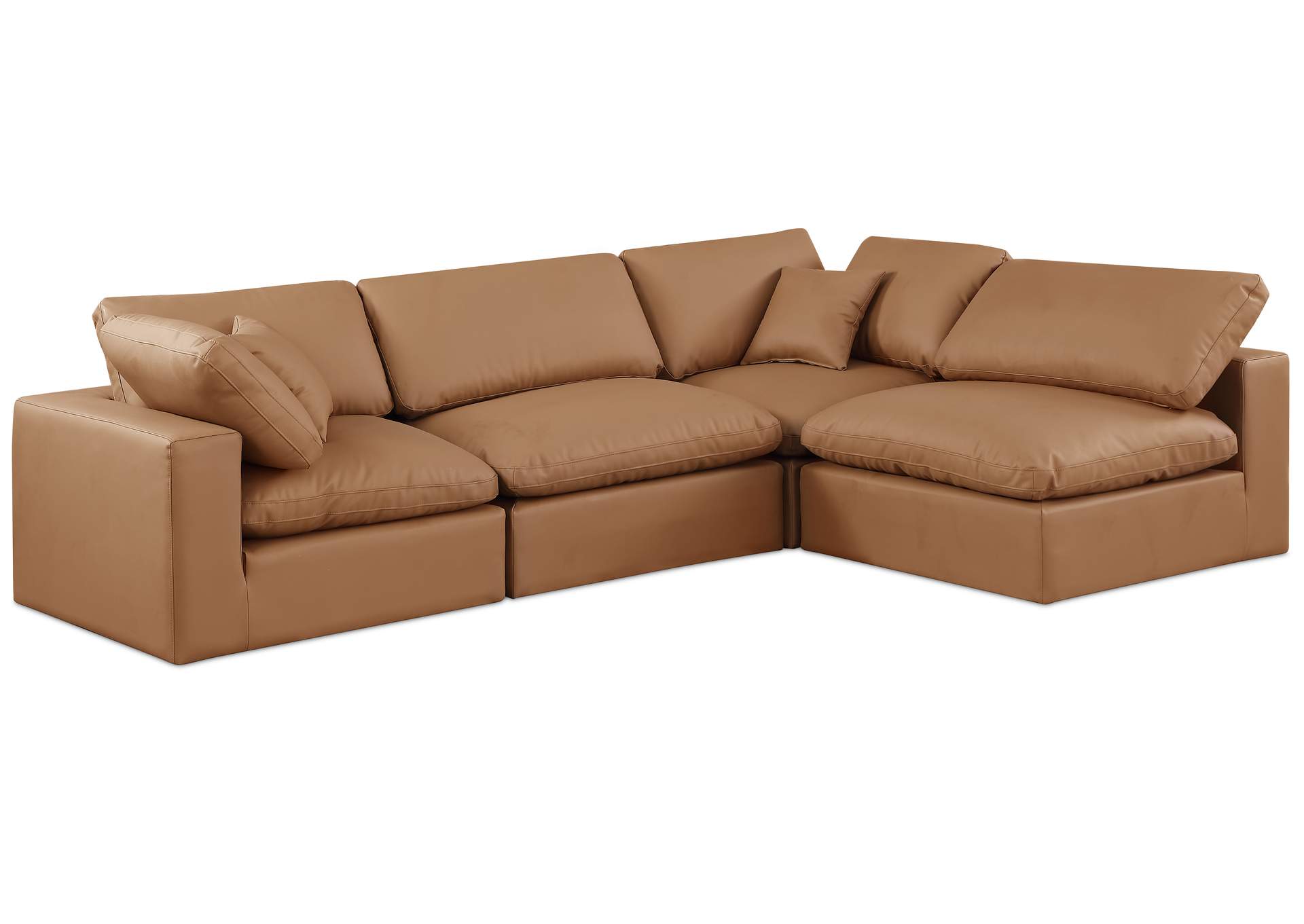 Comfy Cognac Faux Leather Modular Sectional,Meridian Furniture