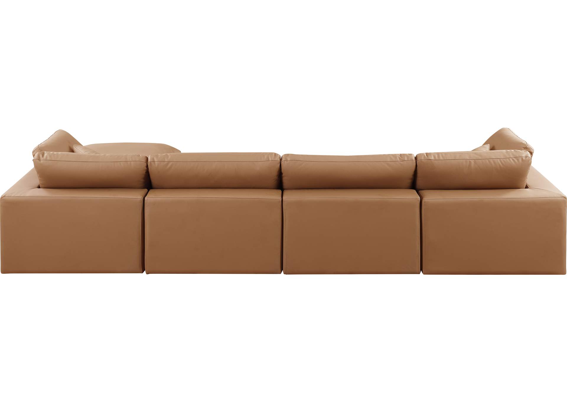 Comfy Cognac Faux Leather Modular Sectional,Meridian Furniture