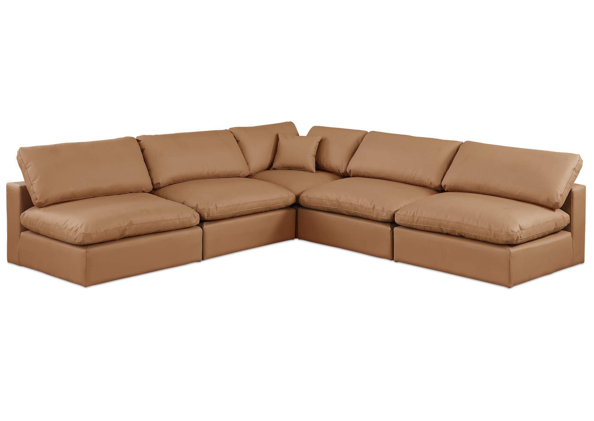 Comfy Cognac Faux Leather Modular Sectional,Meridian Furniture