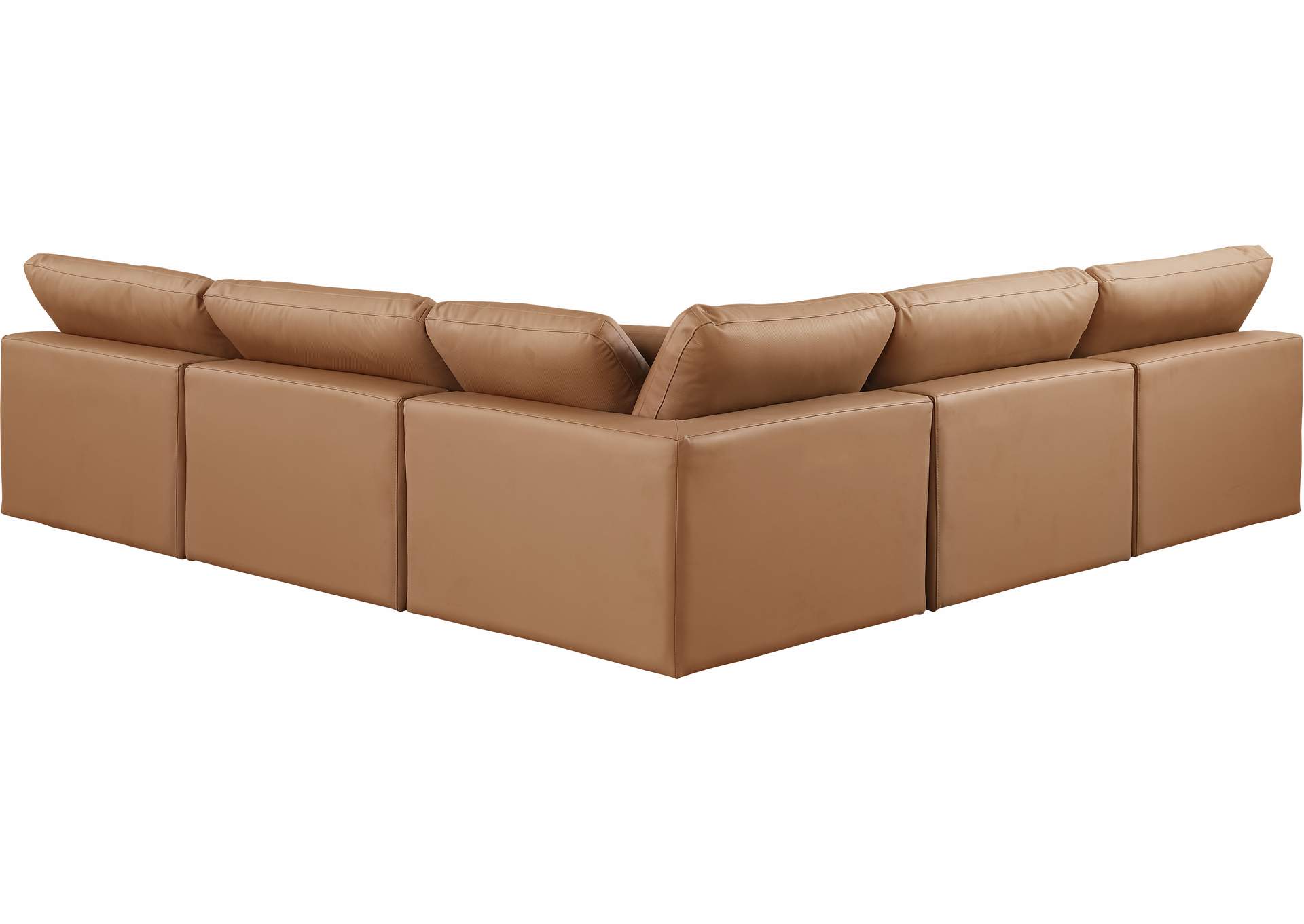 Comfy Cognac Faux Leather Modular Sectional,Meridian Furniture