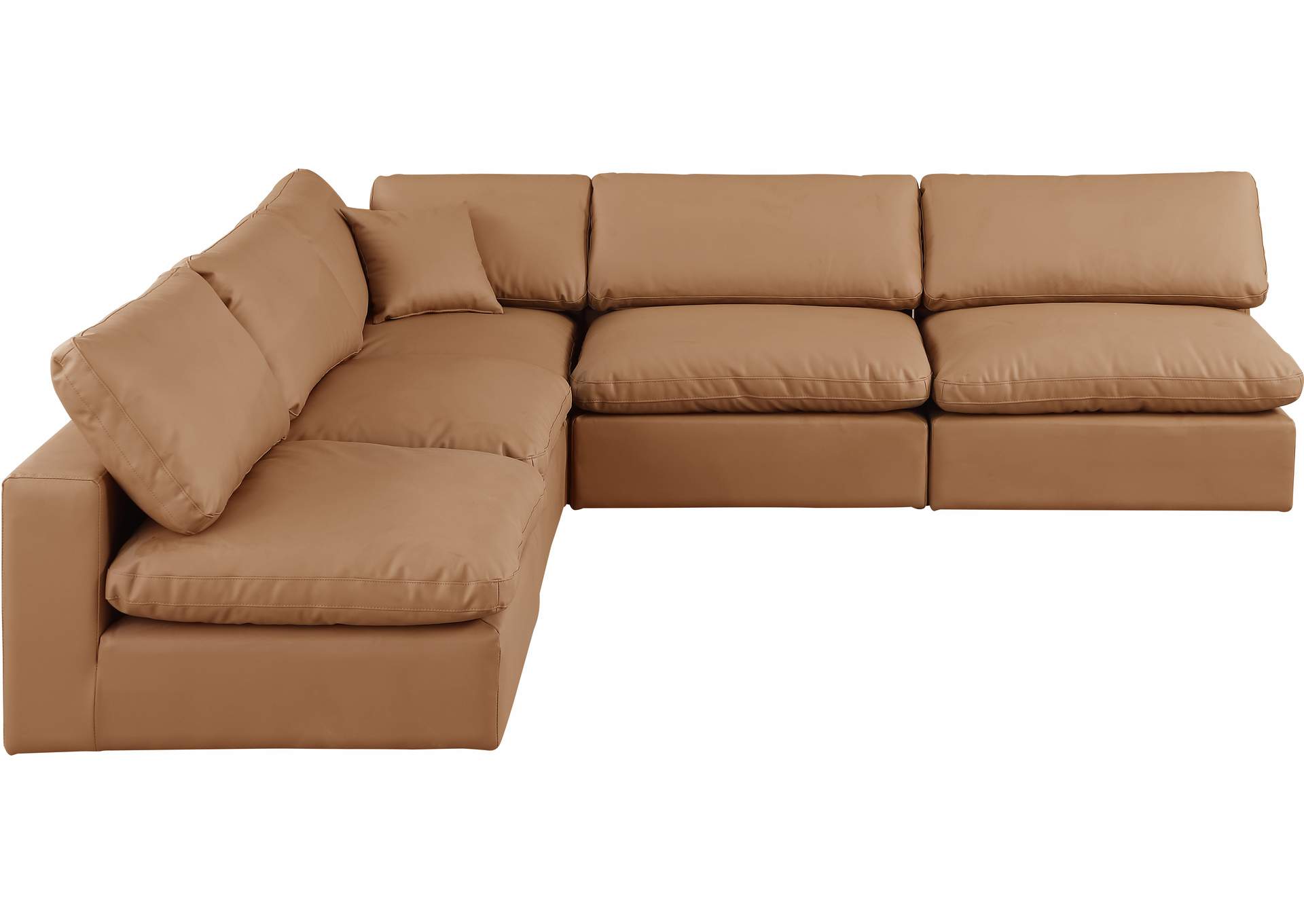 Comfy Cognac Faux Leather Modular Sectional,Meridian Furniture