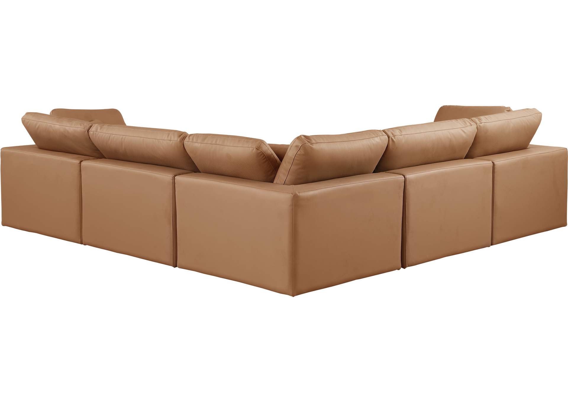 Comfy Cognac Faux Leather Modular Sectional,Meridian Furniture