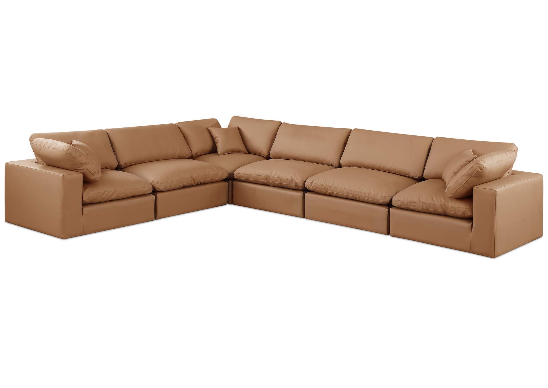 Comfy Cognac Faux Leather Modular Sectional,Meridian Furniture