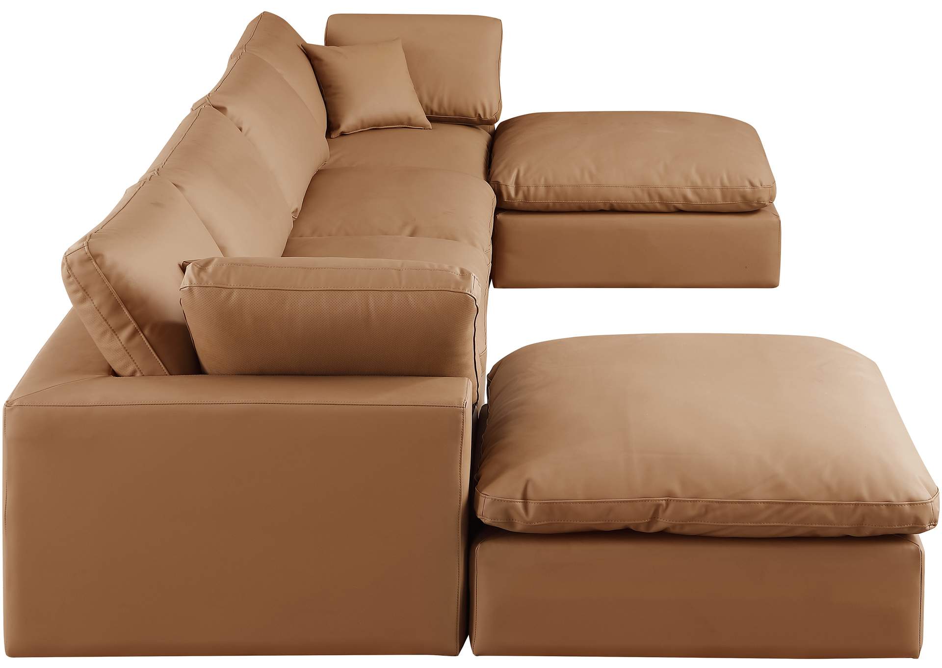 Comfy Cognac Faux Leather Modular Sectional,Meridian Furniture