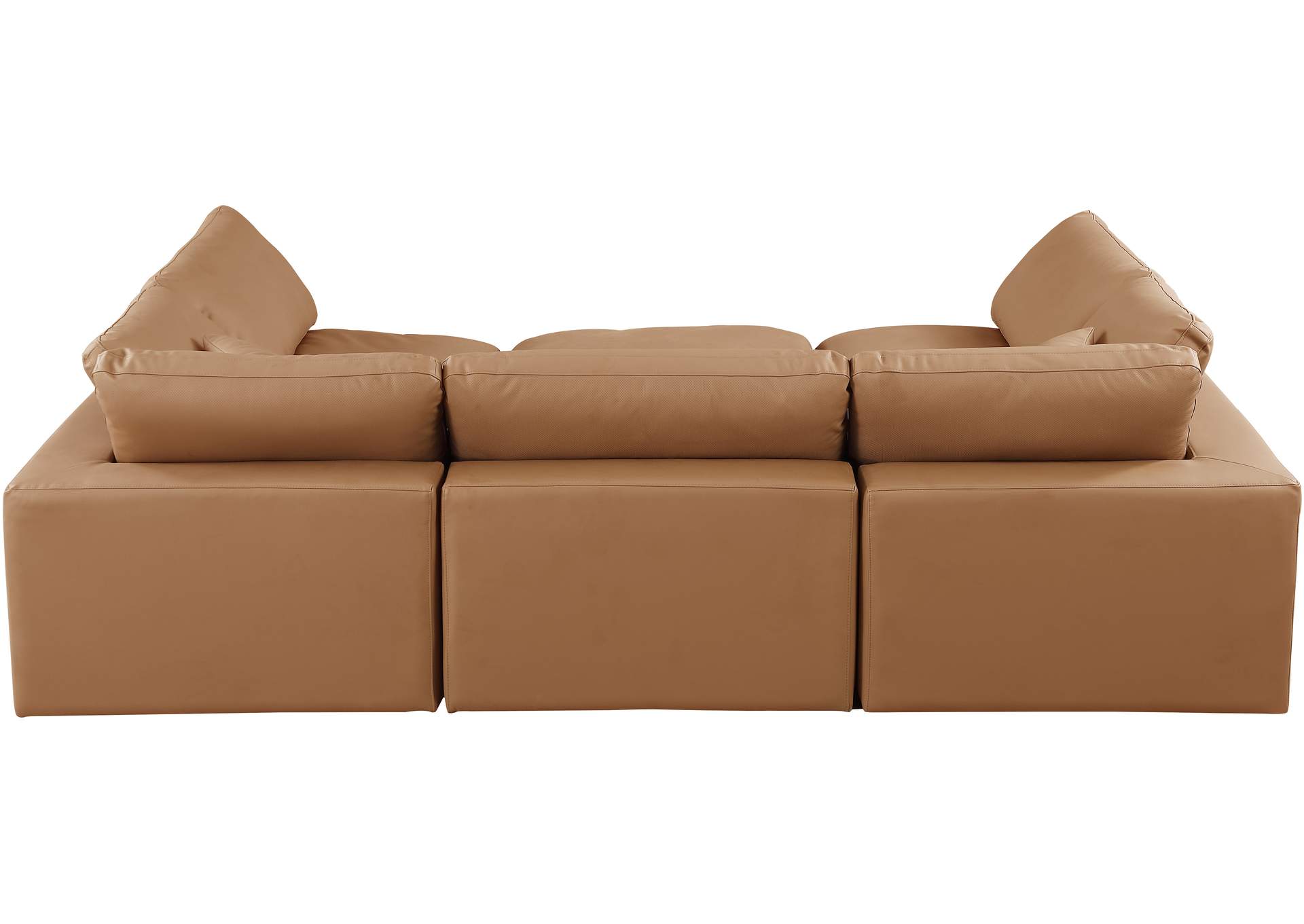 Comfy Cognac Faux Leather Modular Sectional,Meridian Furniture