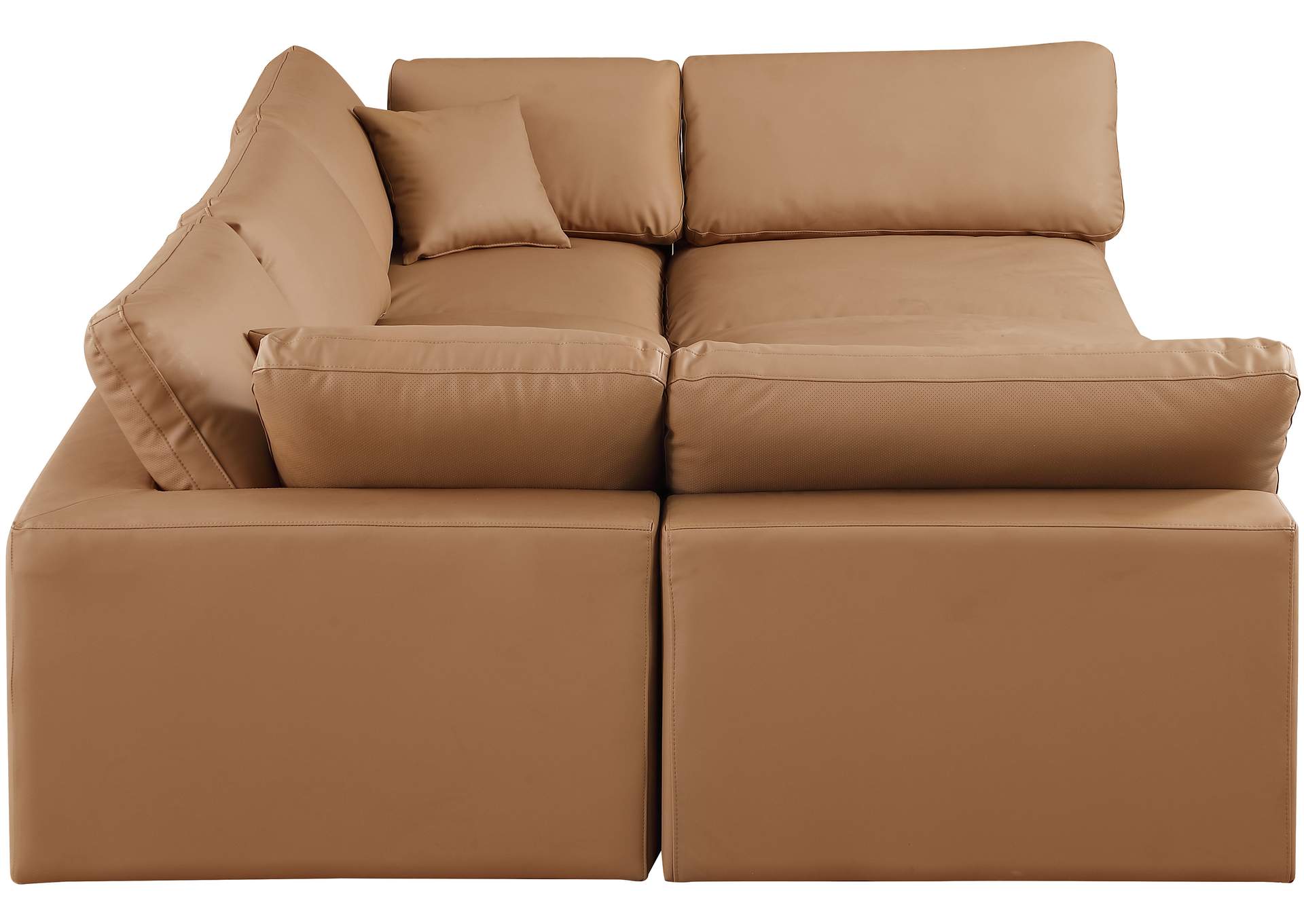 Comfy Cognac Faux Leather Modular Sectional,Meridian Furniture