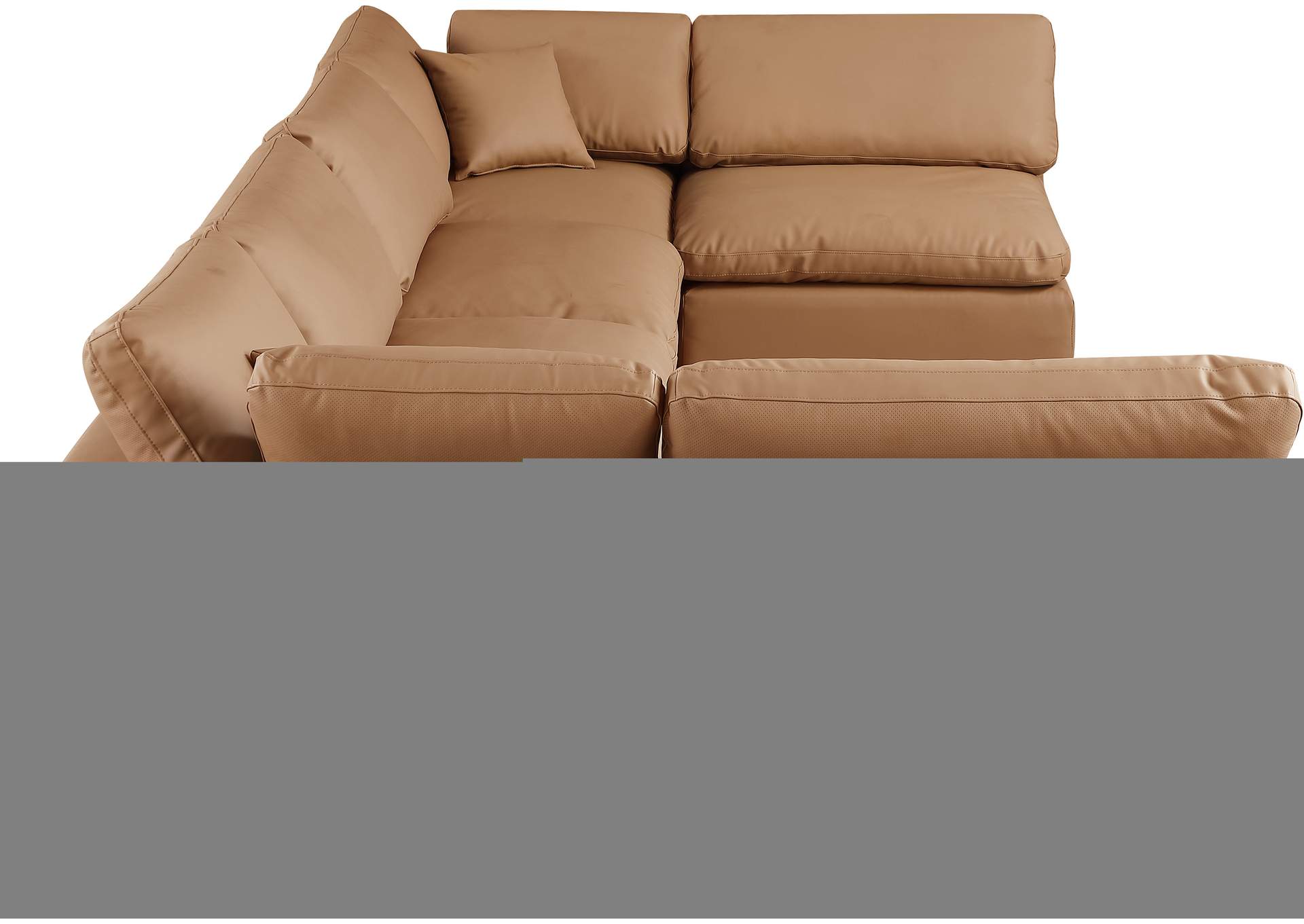 Comfy Cognac Faux Leather Modular Sectional,Meridian Furniture