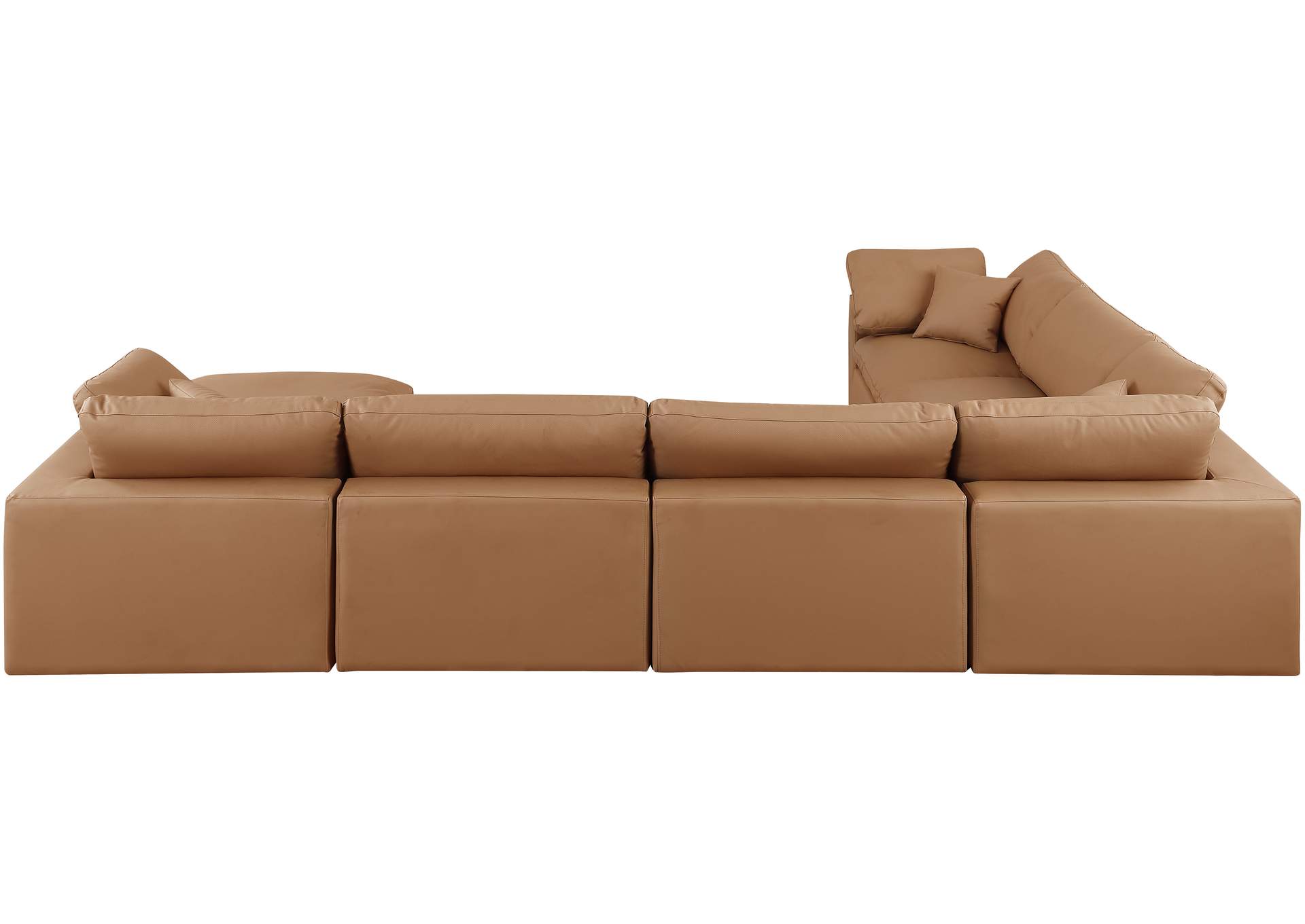 Comfy Cognac Faux Leather Modular Sectional,Meridian Furniture