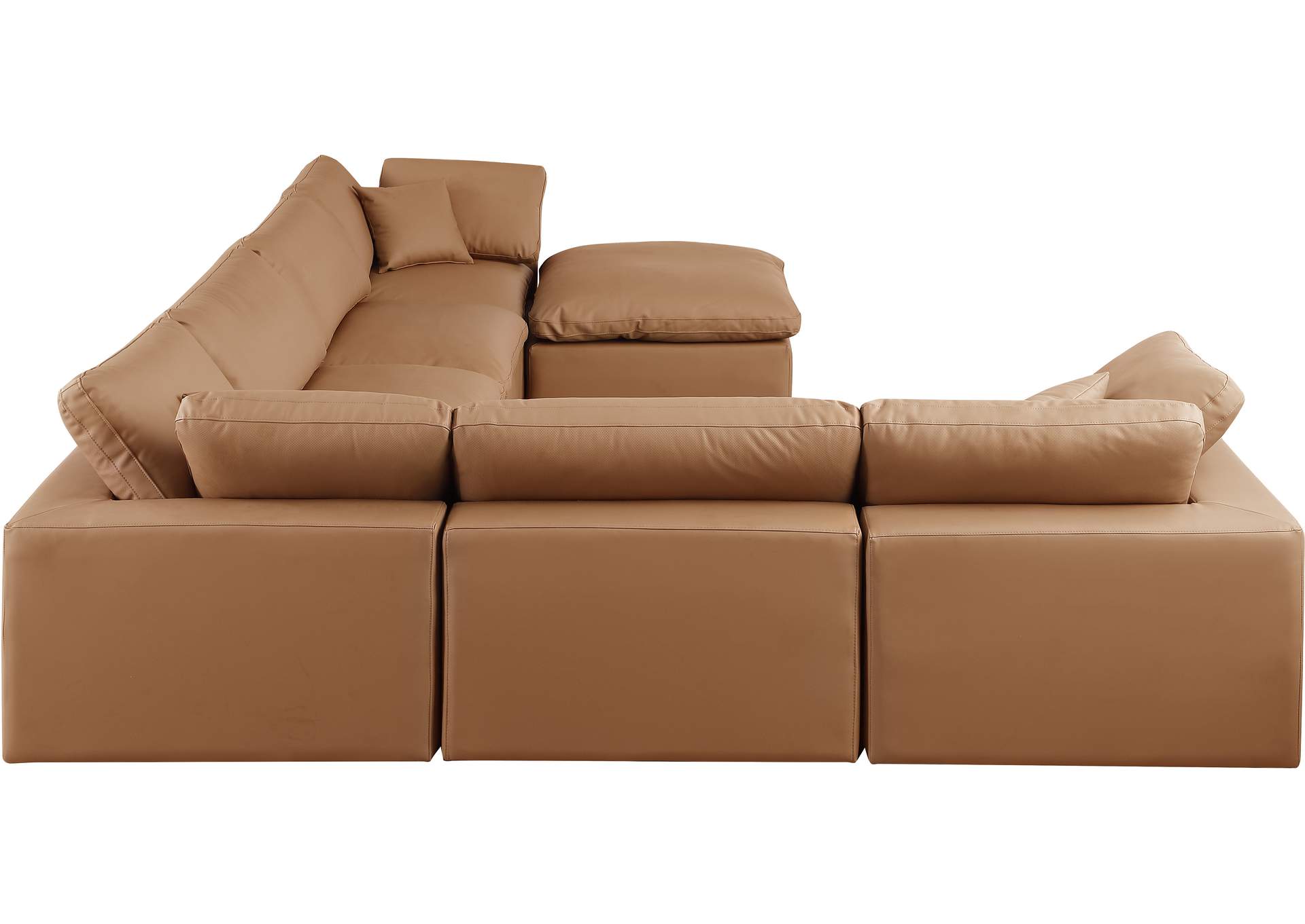 Comfy Cognac Faux Leather Modular Sectional,Meridian Furniture