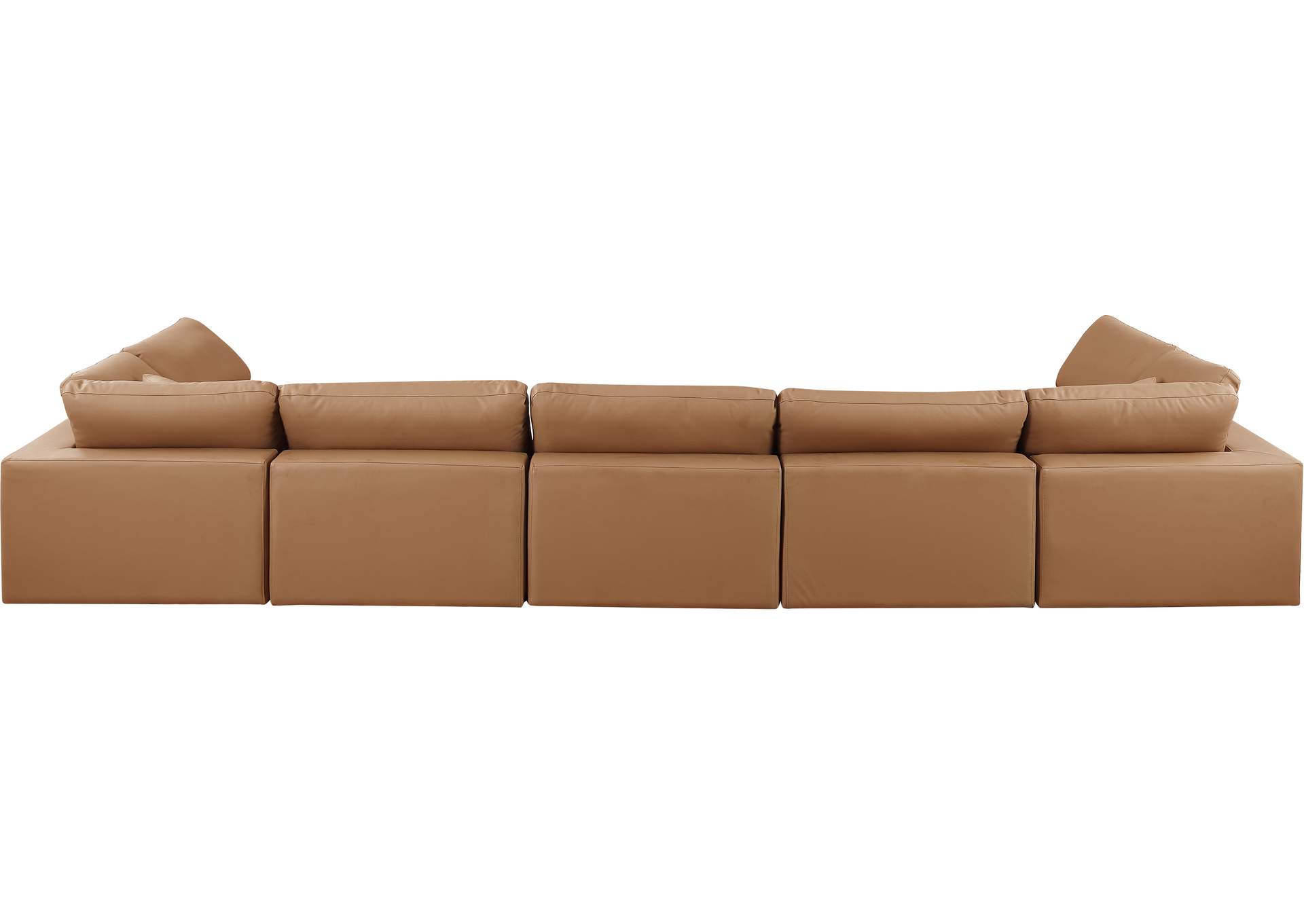 Comfy Cognac Faux Leather Modular Sectional,Meridian Furniture