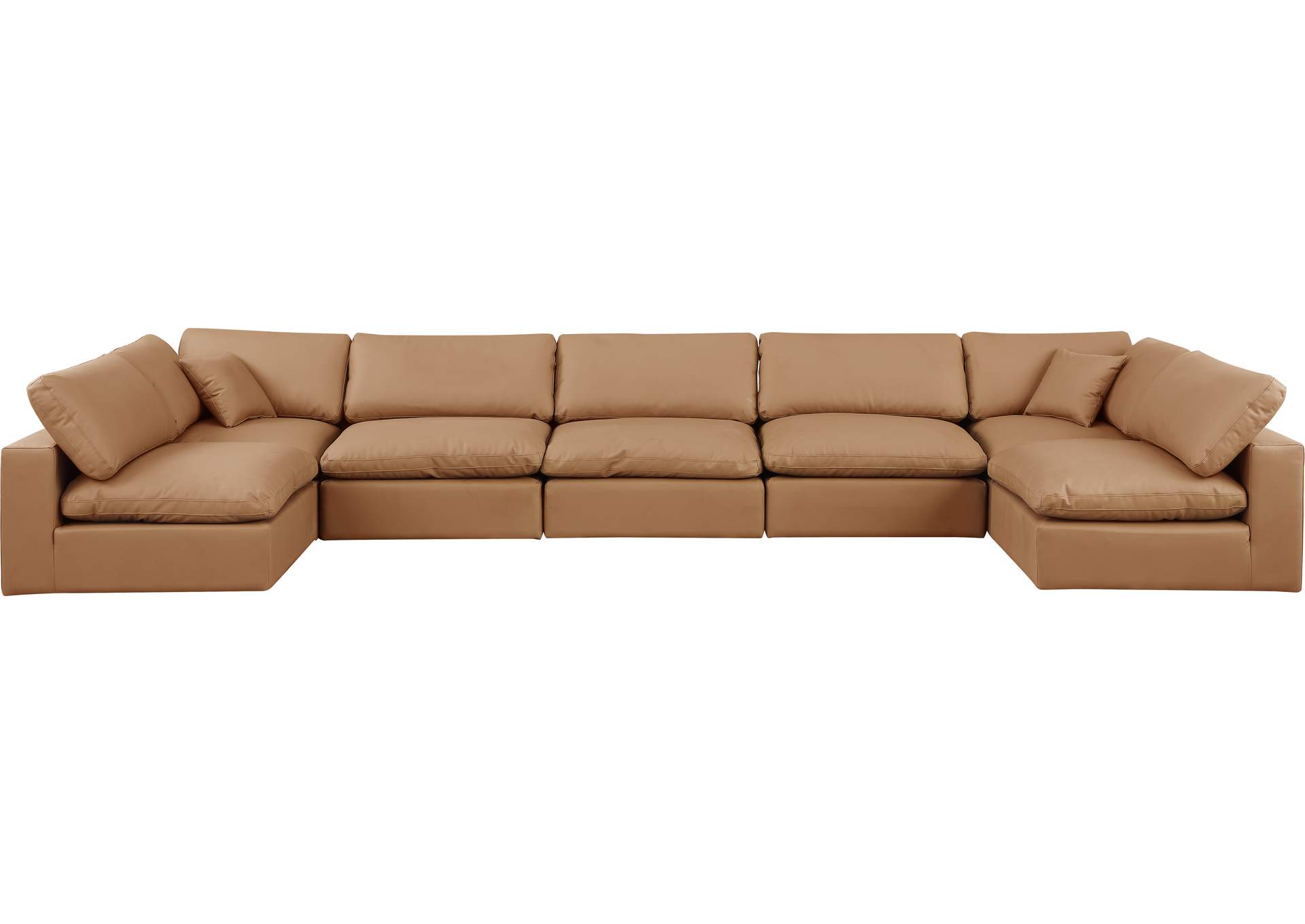 Comfy Cognac Faux Leather Modular Sectional,Meridian Furniture
