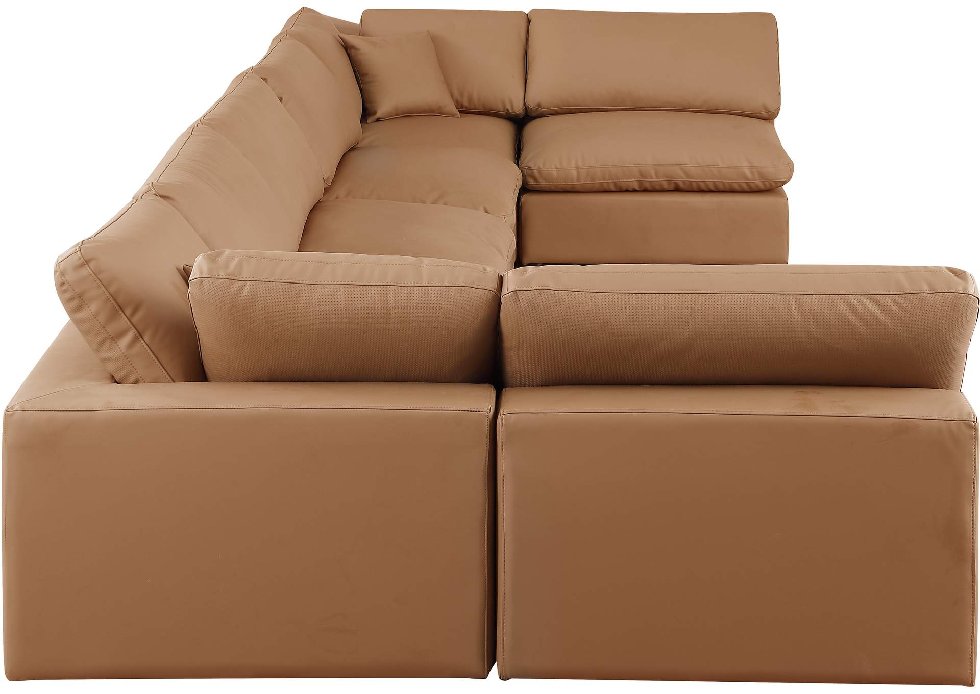 Comfy Cognac Faux Leather Modular Sectional,Meridian Furniture