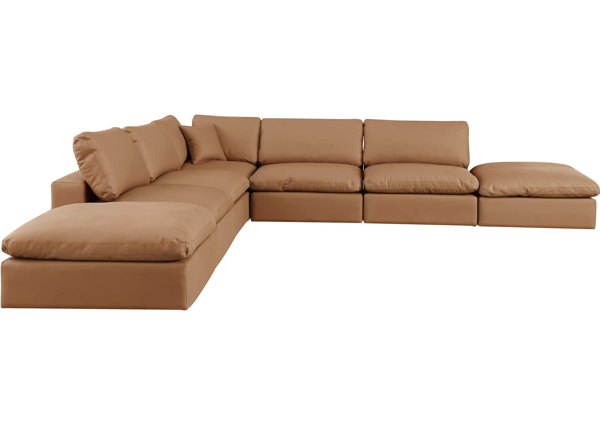 Comfy Cognac Faux Leather Modular Sectional,Meridian Furniture