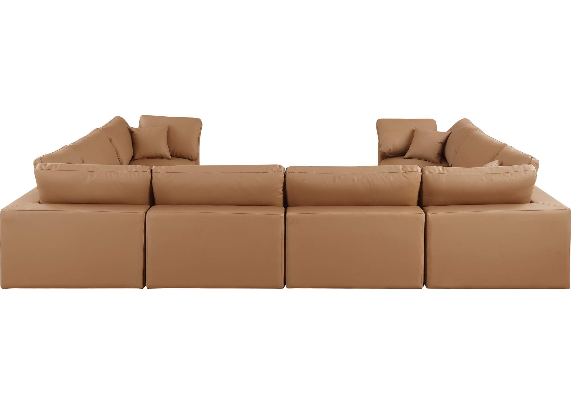Comfy Cognac Faux Leather Modular Sectional,Meridian Furniture