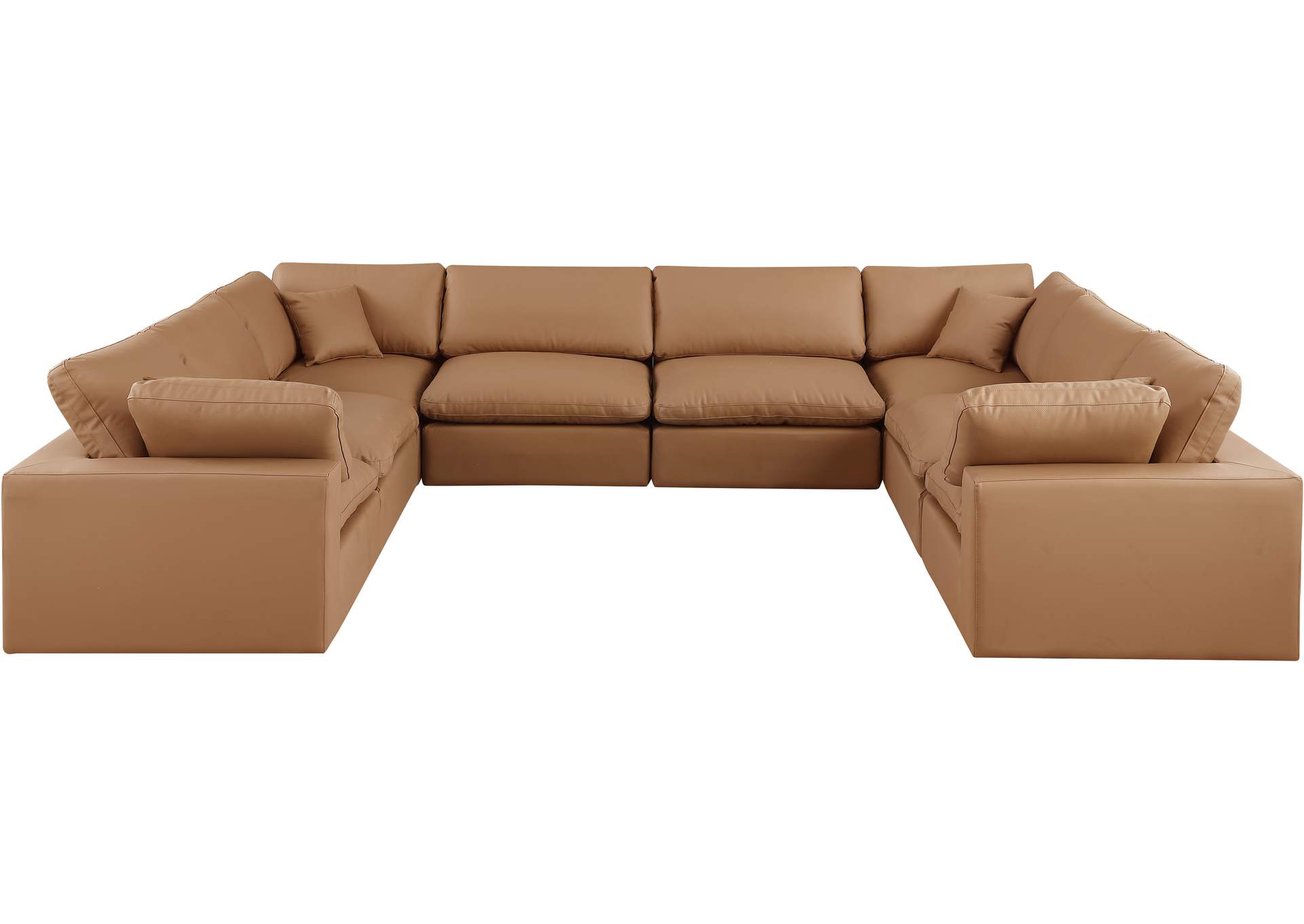 Comfy Cognac Faux Leather Modular Sectional,Meridian Furniture