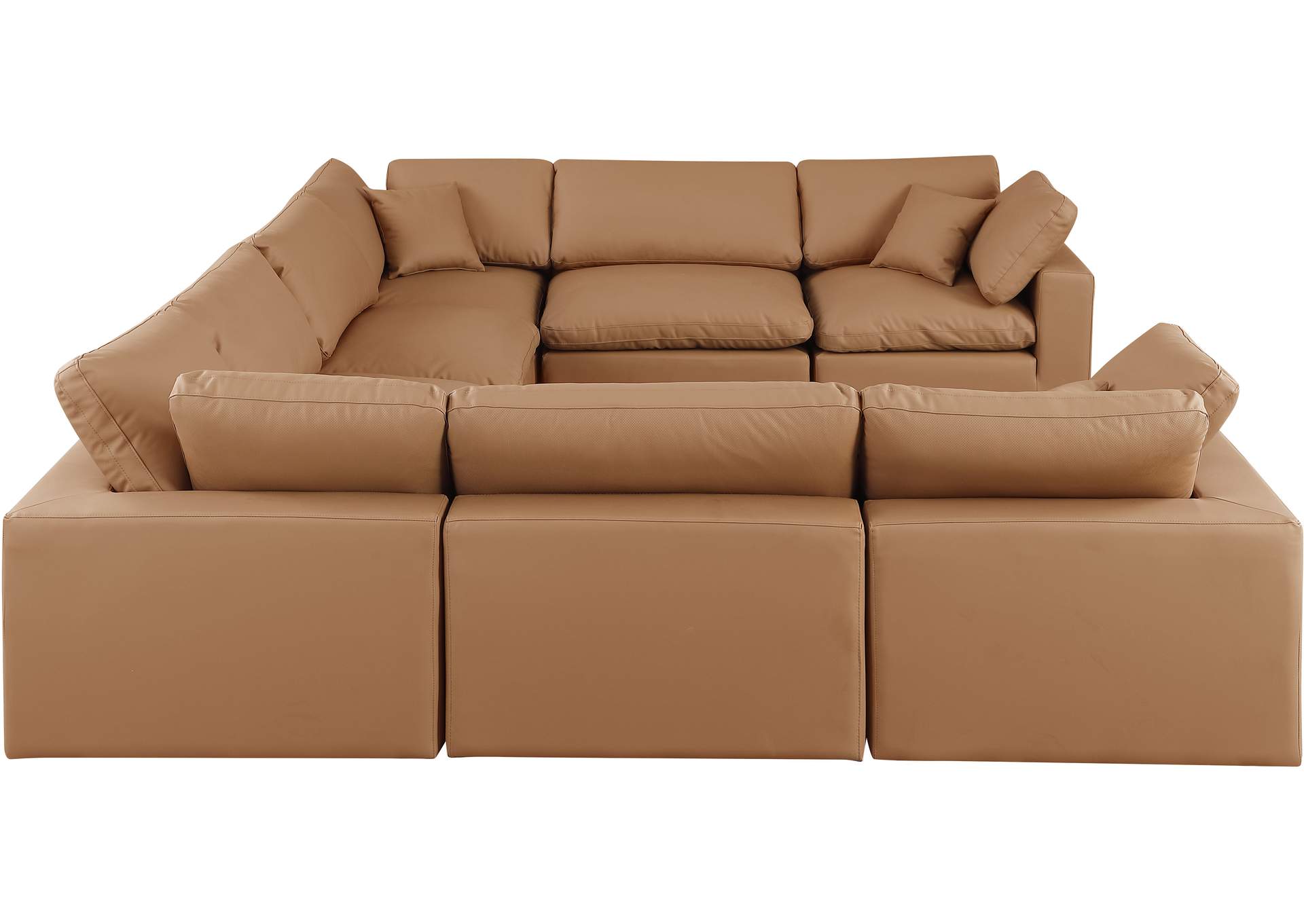 Comfy Cognac Faux Leather Modular Sectional,Meridian Furniture
