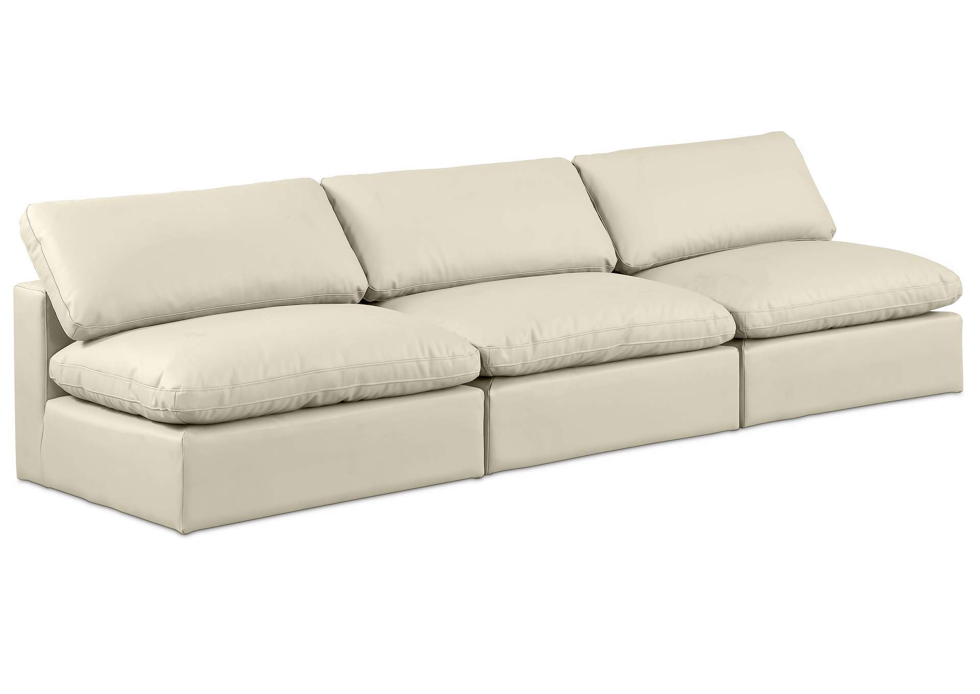 Comfy Cream Faux Leather Modular Sofa,Meridian Furniture
