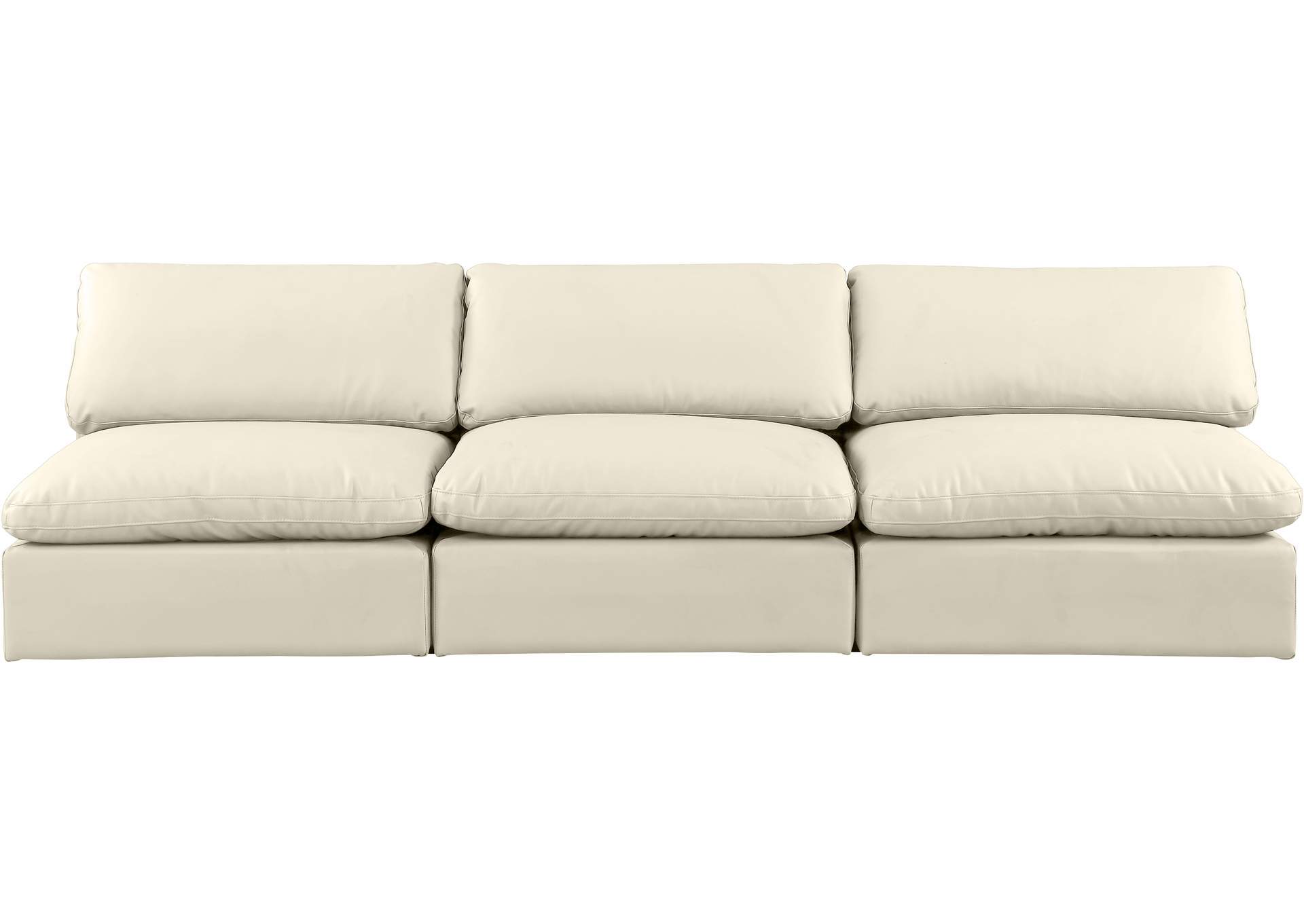 Comfy Cream Faux Leather Modular Sofa,Meridian Furniture
