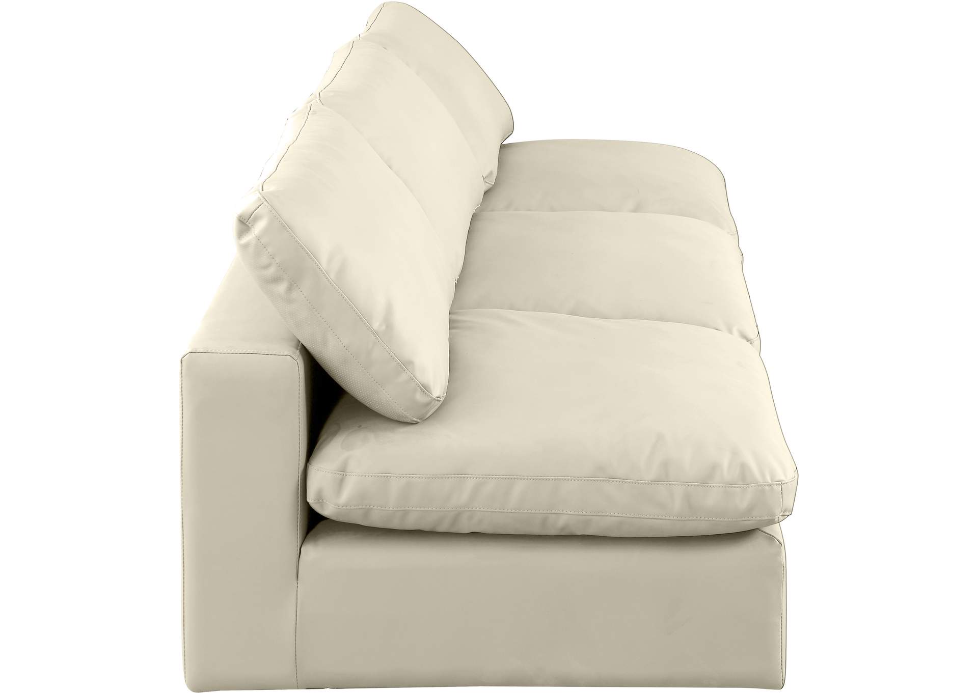 Comfy Cream Faux Leather Modular Sofa,Meridian Furniture