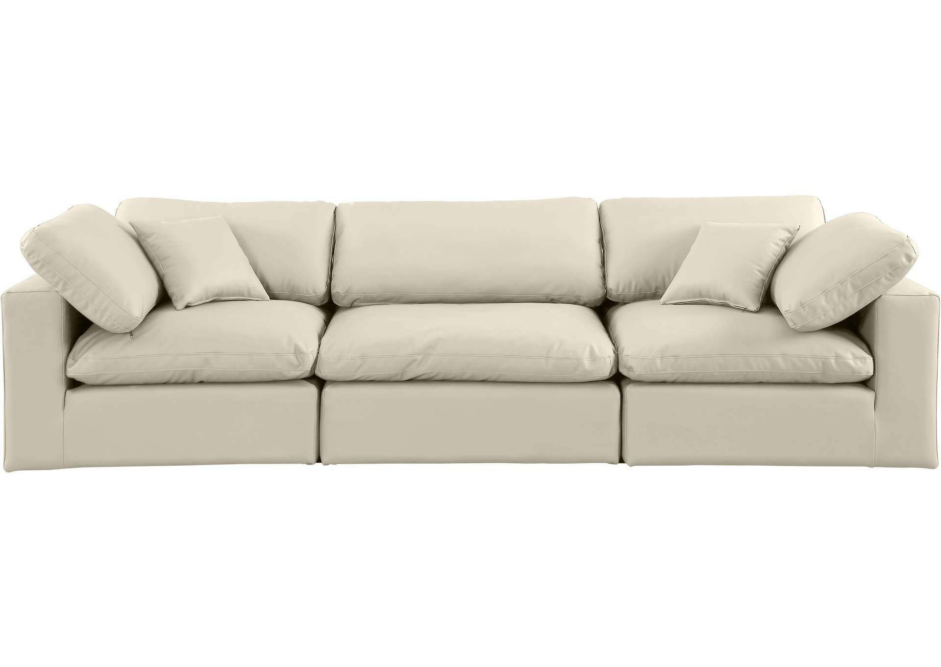Comfy Cream Faux Leather Modular Sofa,Meridian Furniture