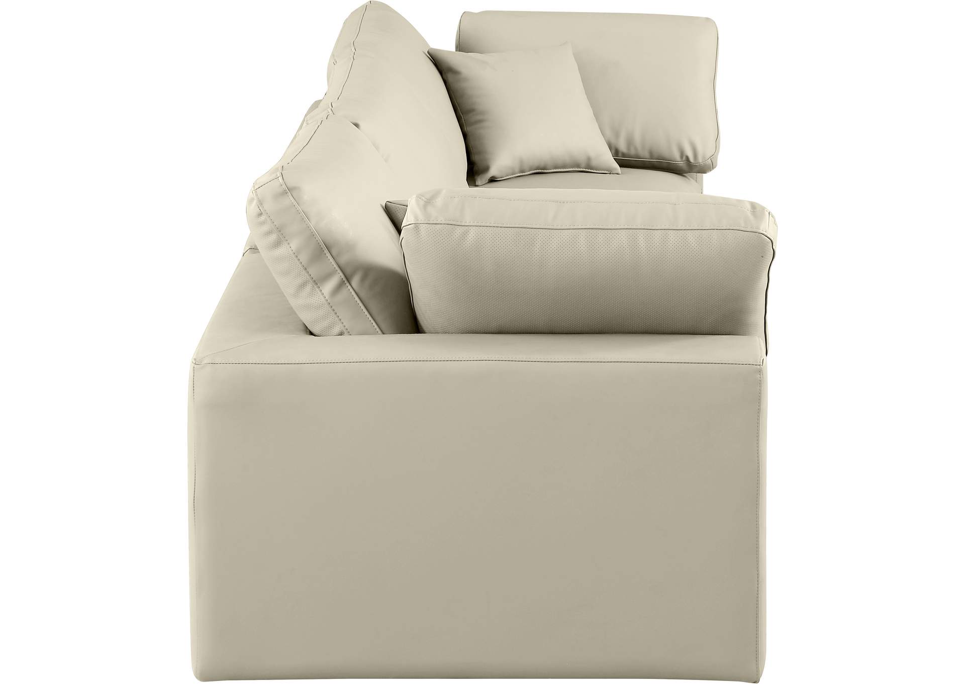 Comfy Cream Faux Leather Modular Sofa,Meridian Furniture