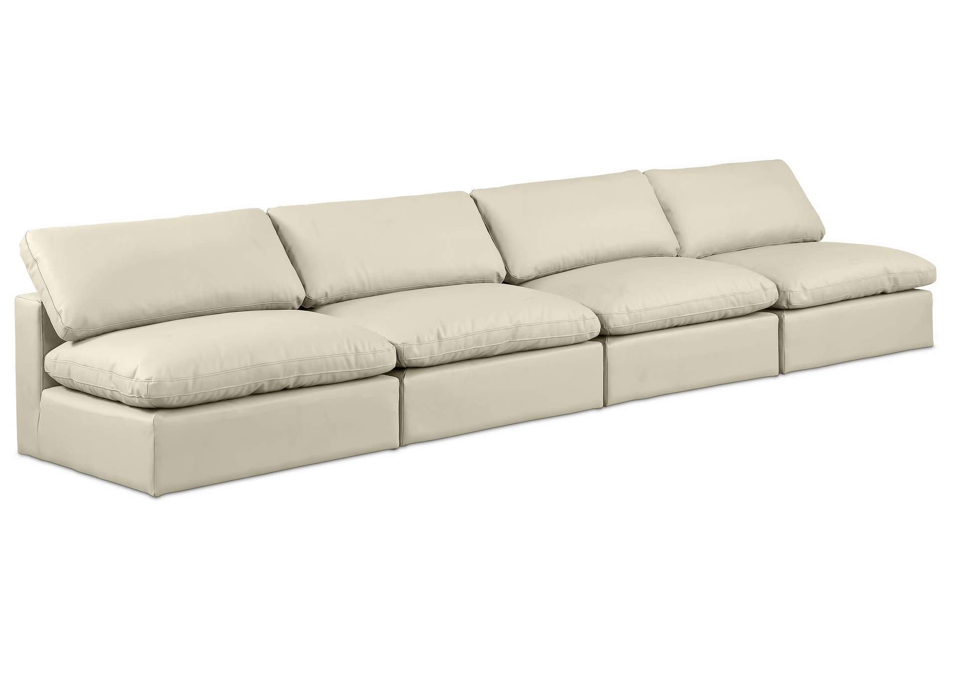 Comfy Cream Faux Leather Modular Sofa,Meridian Furniture