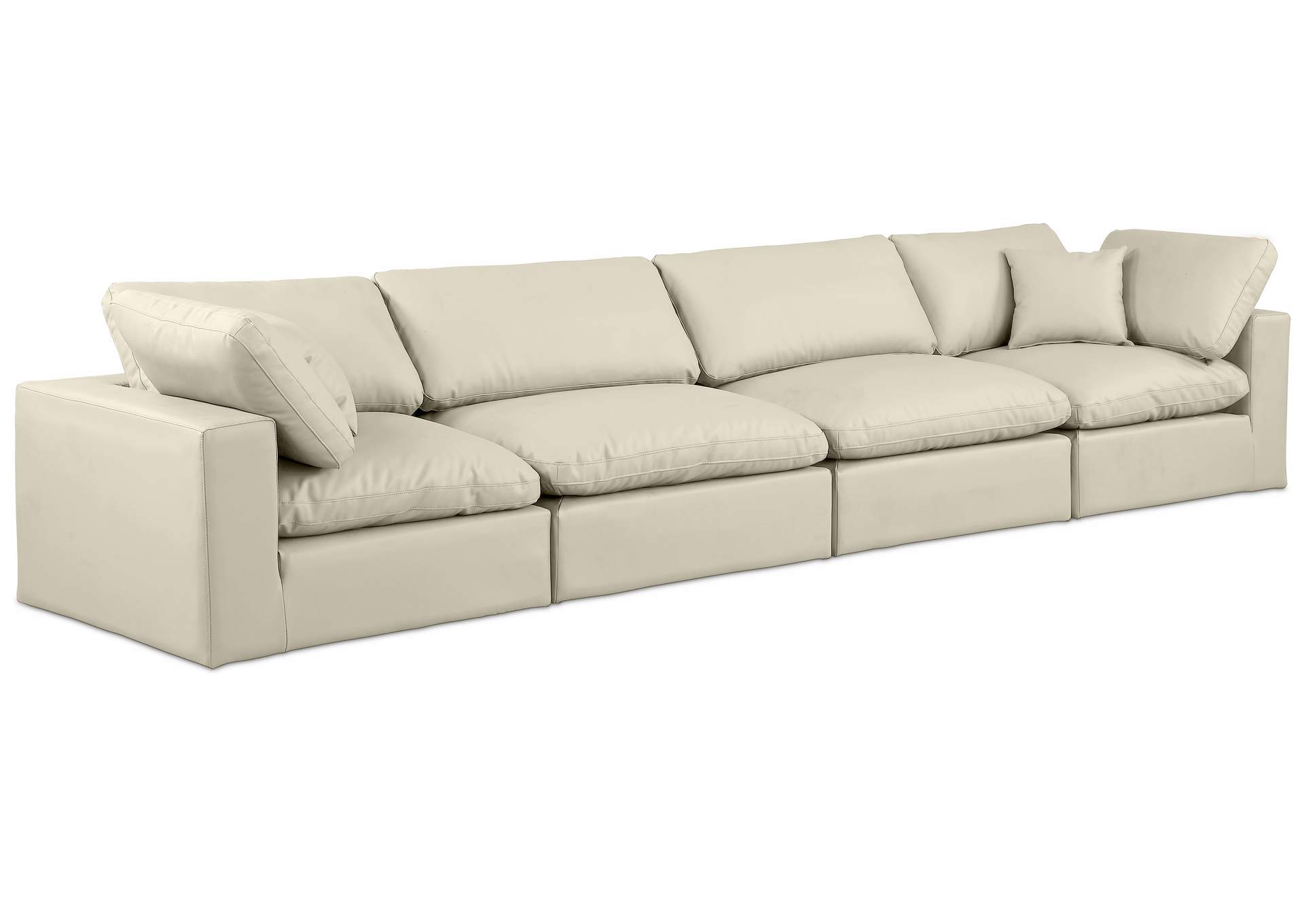 Comfy Cream Faux Leather Modular Sofa,Meridian Furniture