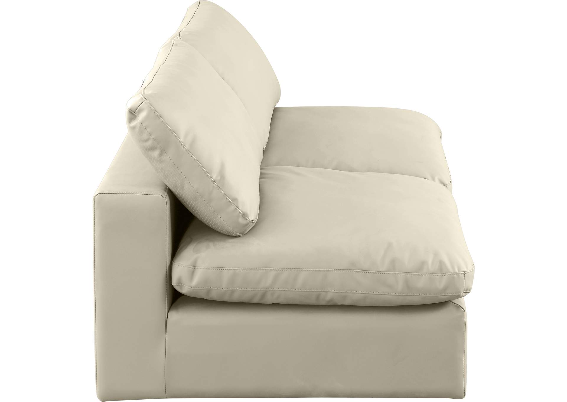Comfy Cream Faux Leather Modular Sofa,Meridian Furniture