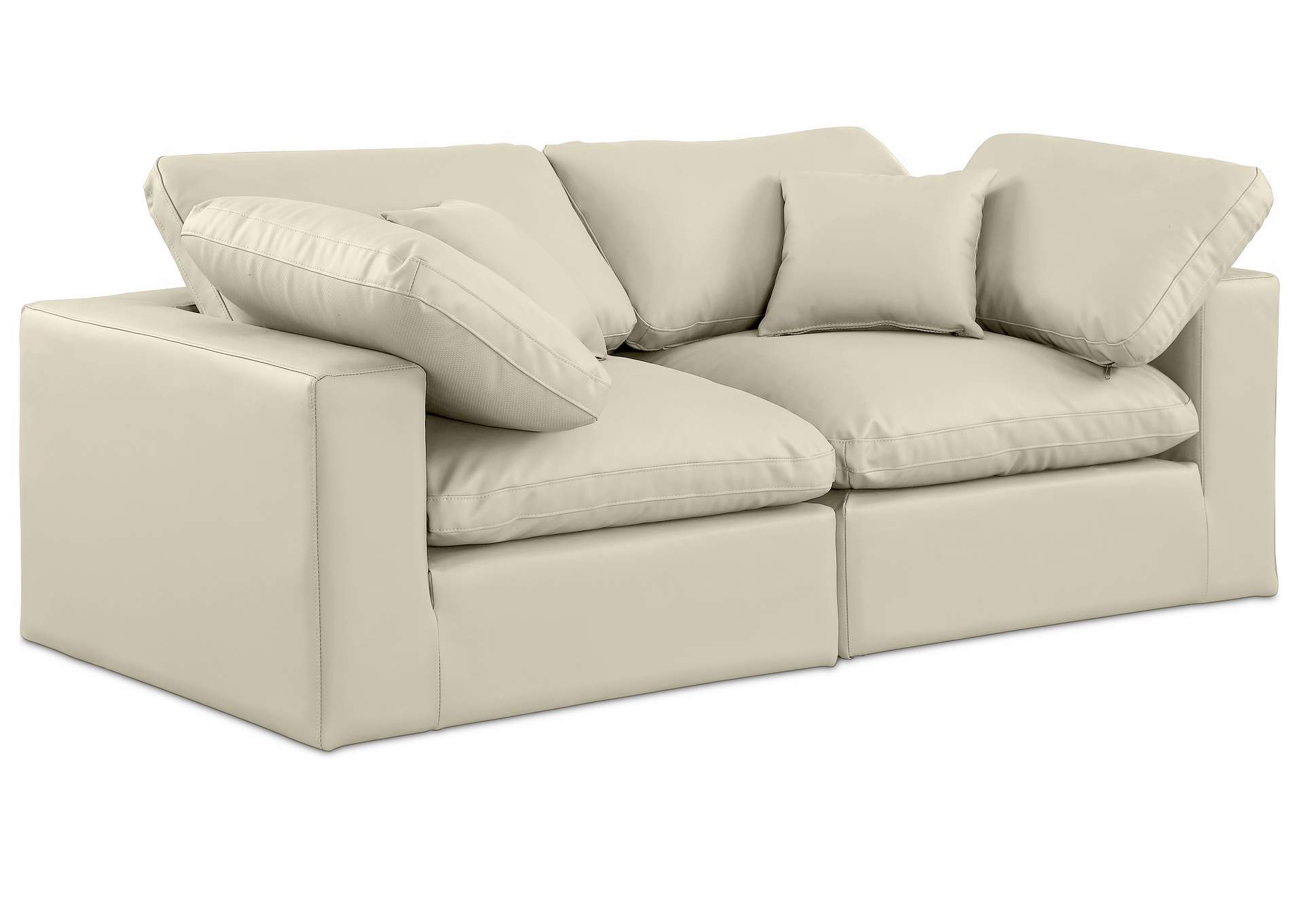Comfy Cream Faux Leather Modular Sofa,Meridian Furniture