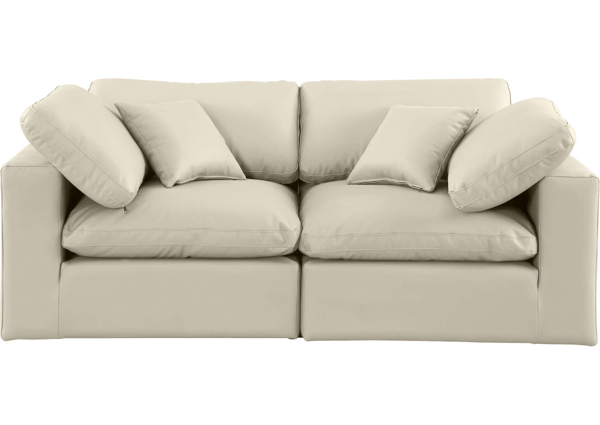 Comfy Cream Faux Leather Modular Sofa,Meridian Furniture