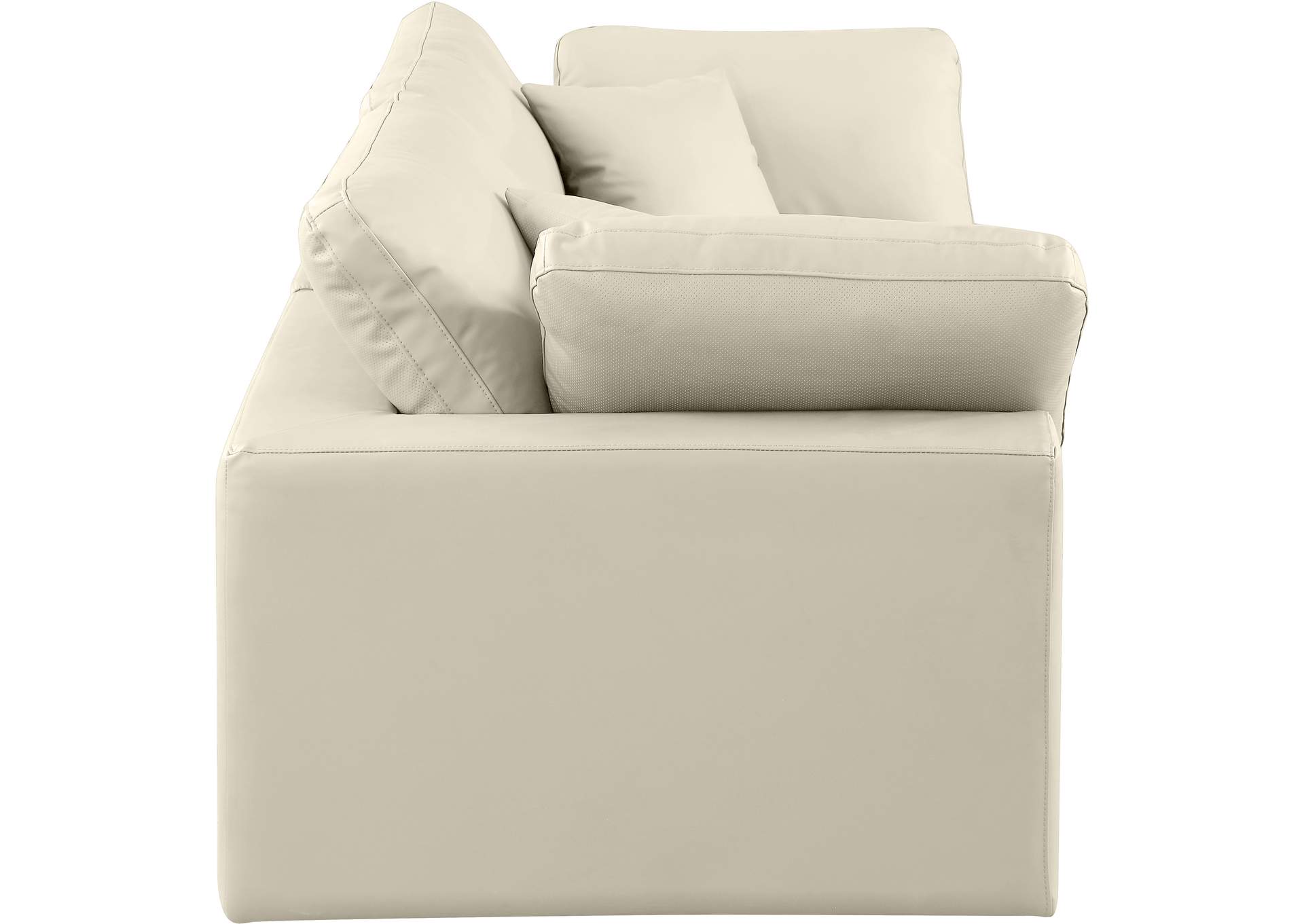Comfy Cream Faux Leather Modular Sofa,Meridian Furniture
