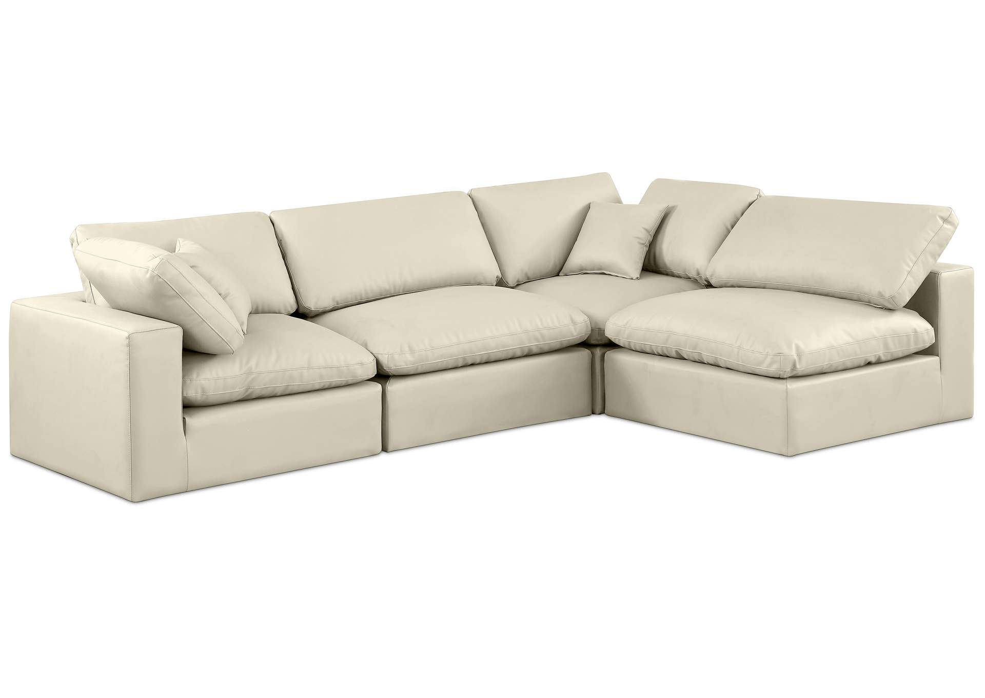 Comfy Cream Faux Leather Modular Sectional,Meridian Furniture