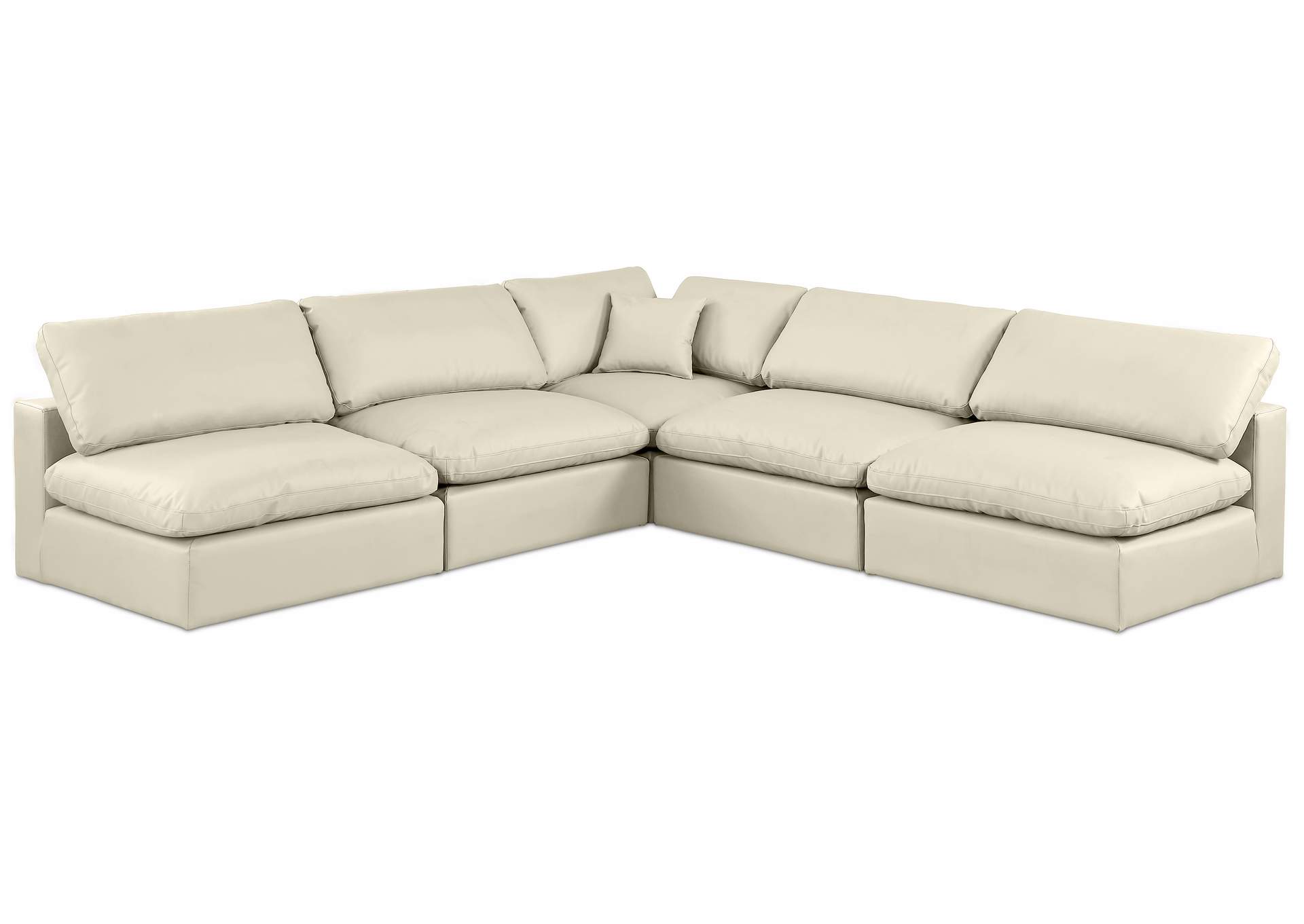 Comfy Cream Faux Leather Modular Sectional,Meridian Furniture