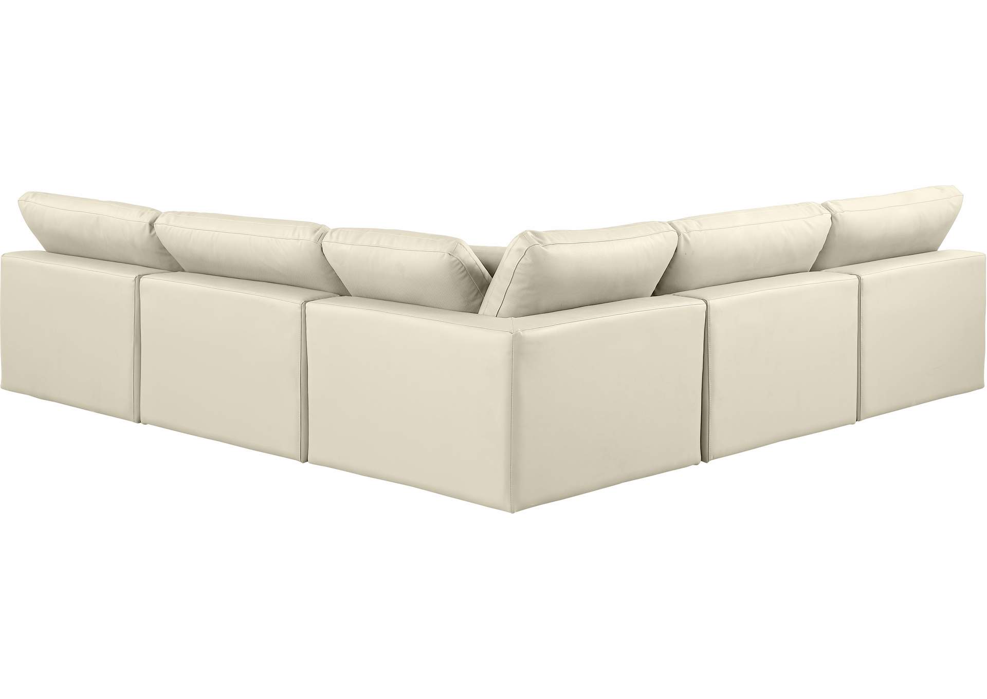 Comfy Cream Faux Leather Modular Sectional,Meridian Furniture