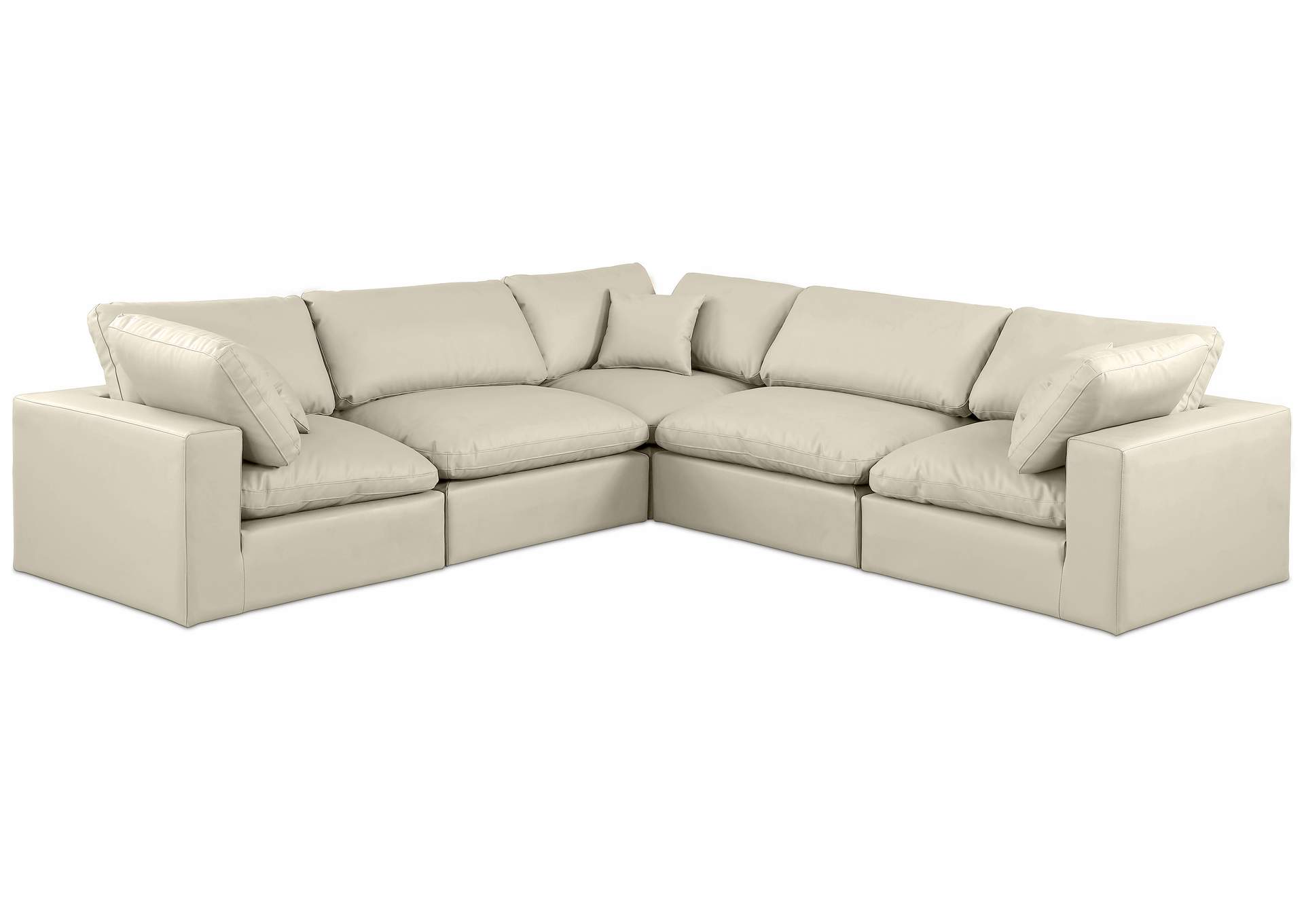 Comfy Cream Faux Leather Modular Sectional,Meridian Furniture